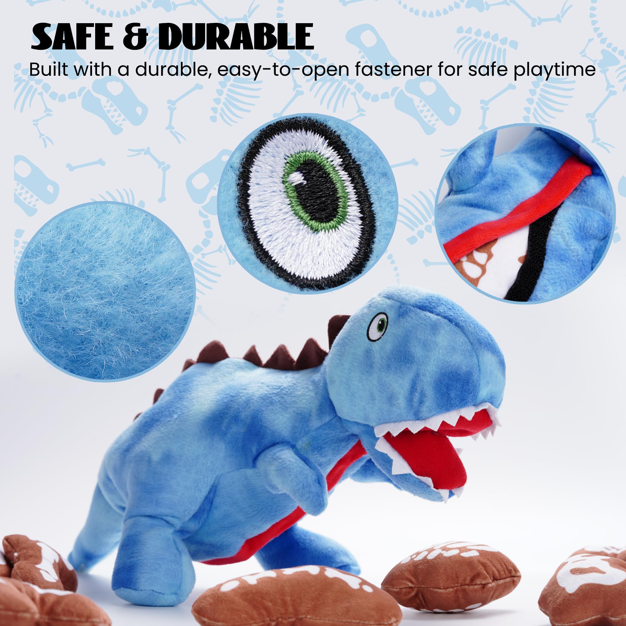 Nocciola dinosaure-doudou-materiaux-doux-et-solide: douceur et durabilite pour le jeu quotidien.