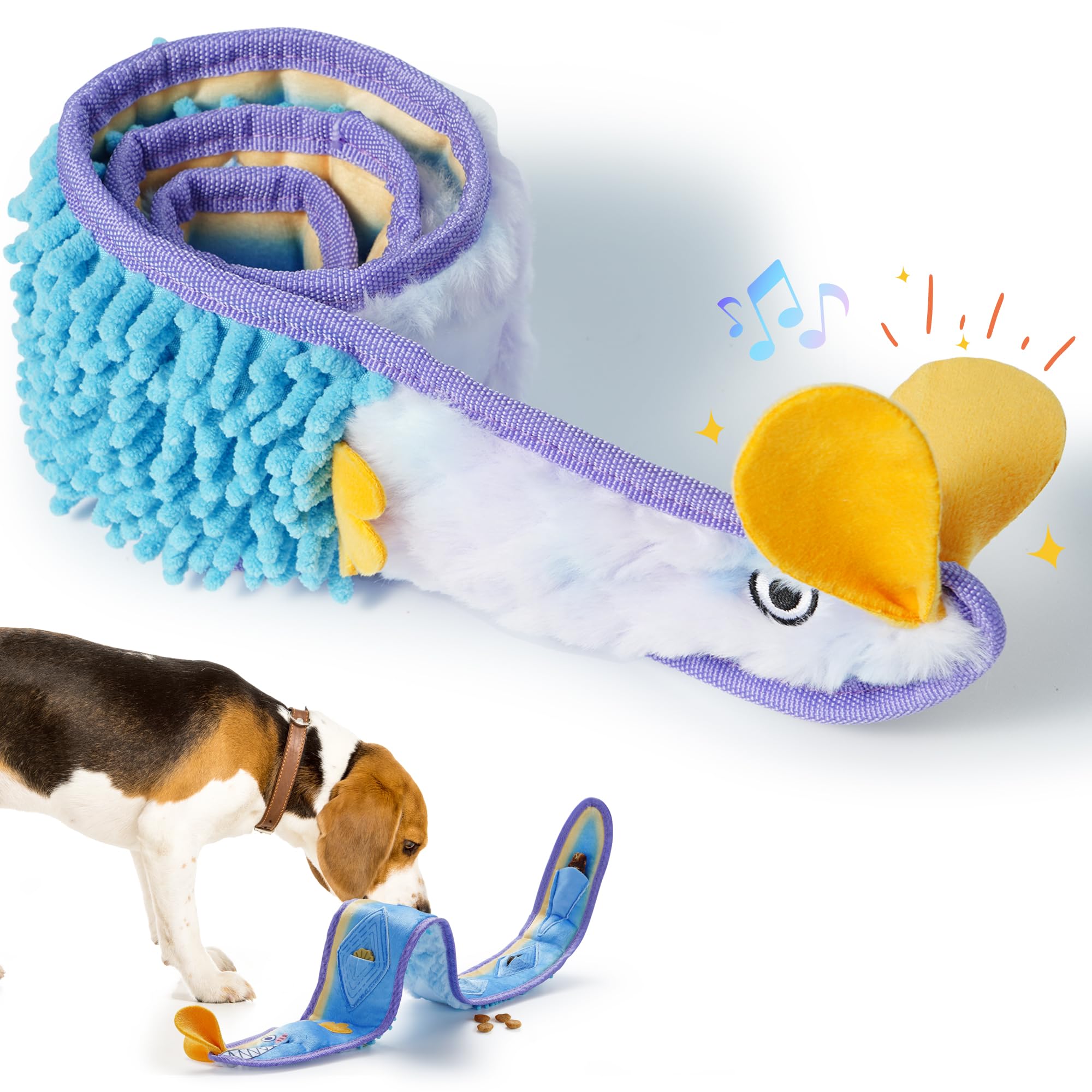 Jouet Nocciola eel avec sifflement et bruit croustillant pour chien bleu