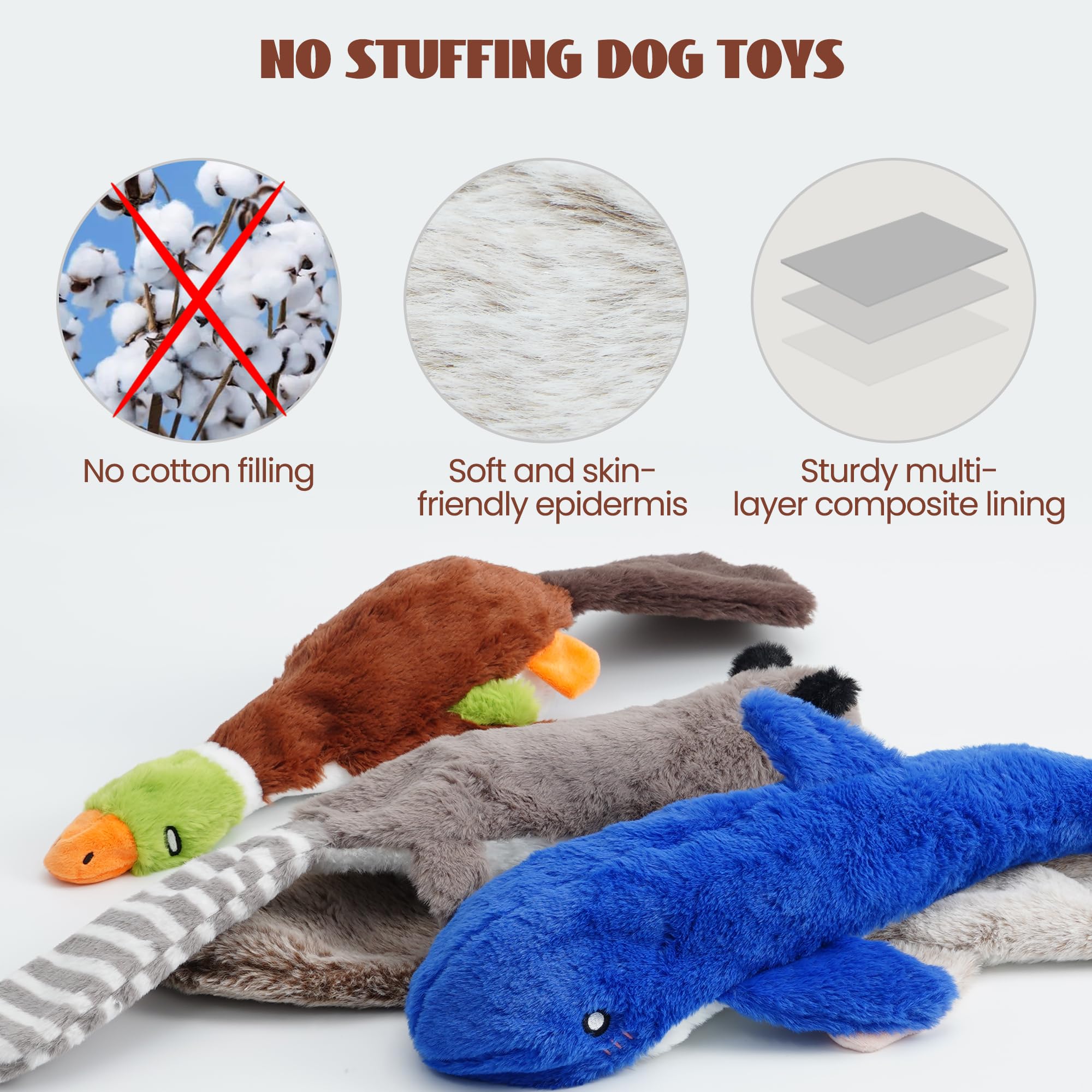 Ensemble Nocciola: trois jouets regulieurs et deux longs pour tous les chiens.