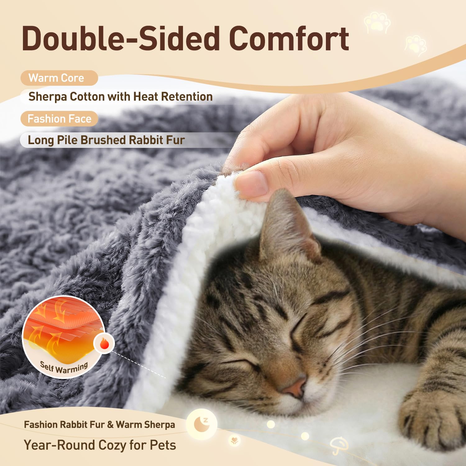 Couverture NODARKO pour chat avec sherpa 260GSM pour douceur et repos apaisé.