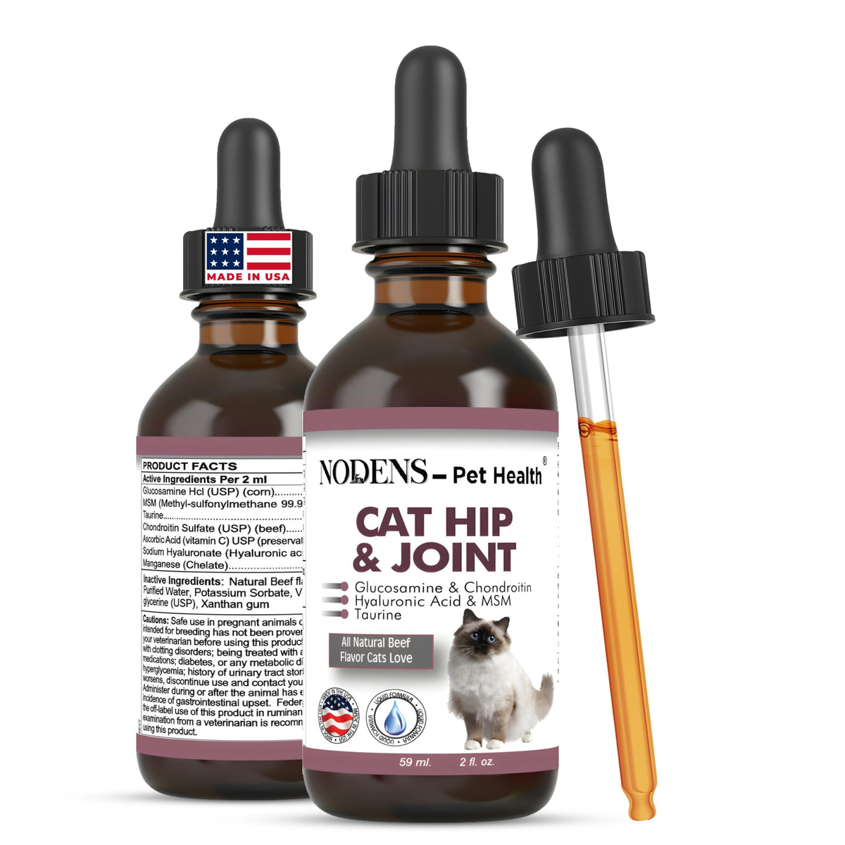 NODENS chat bouteille fluide glucosamine soutient potentiellement les articulations du chat.