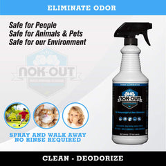 NOK OUT Odor Remover — application sur surface pour un nettoyage sans rinçage efficace.