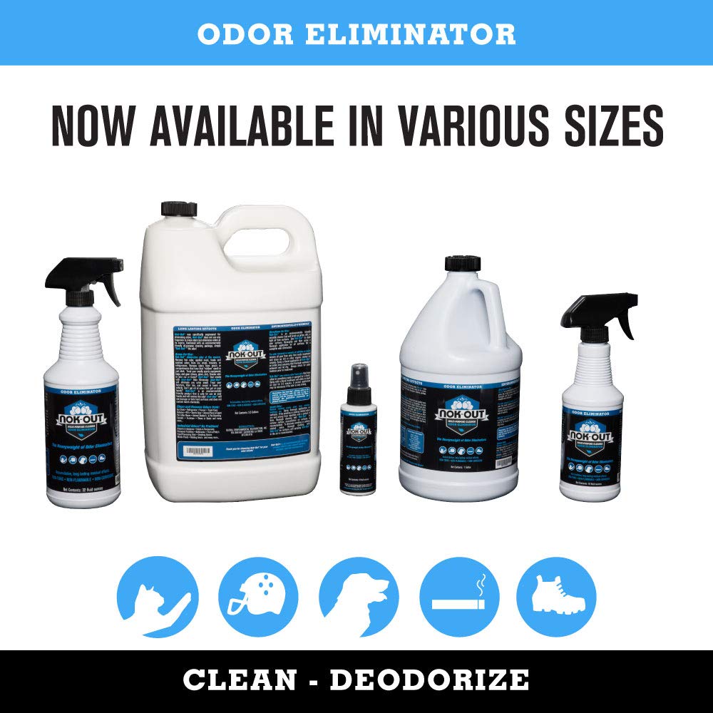 NOK OUT Odor Remover — sans rinçage, pratique après les repas ou accidents.