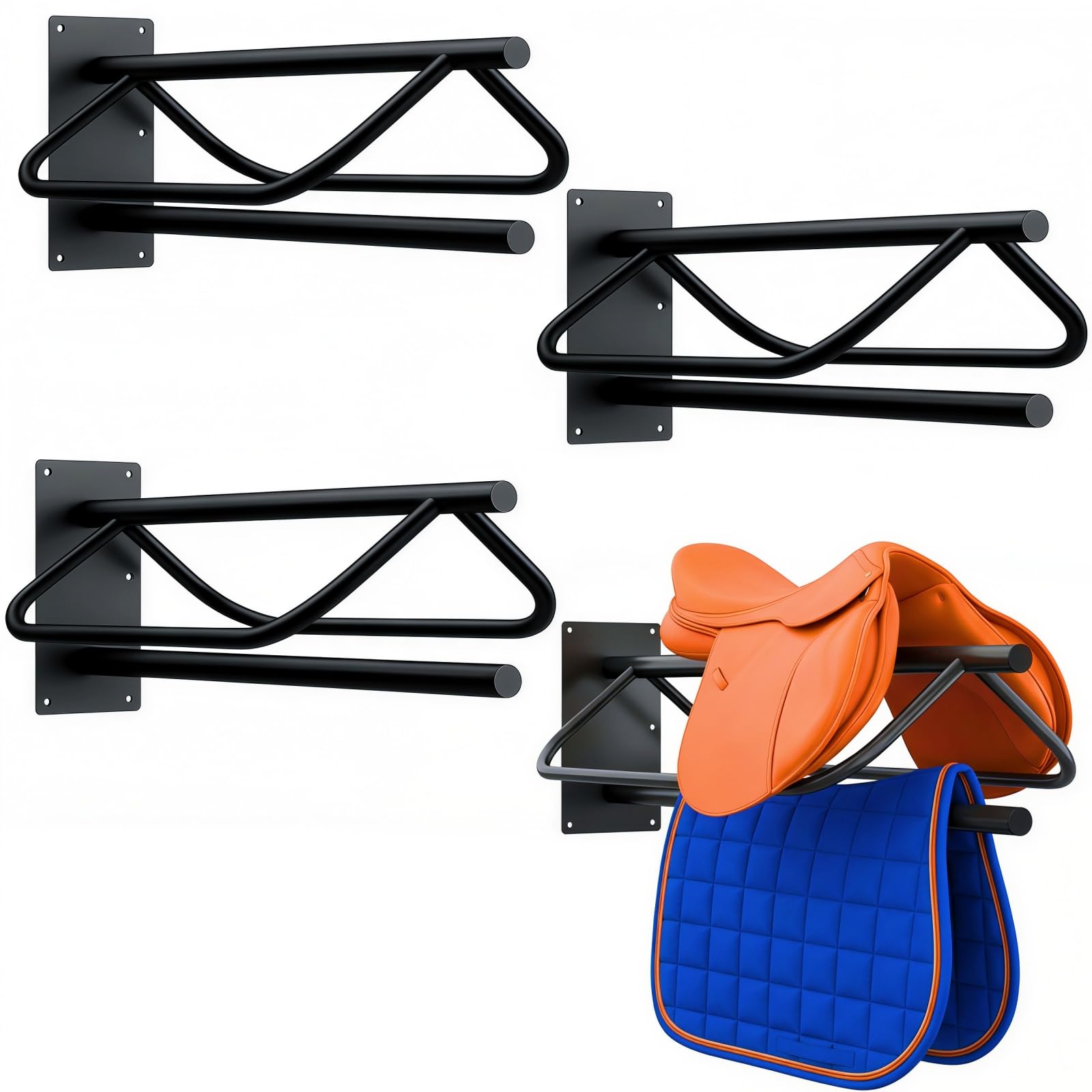 Noliven porte-selles mural avec barre et coussin, rangement efficace.