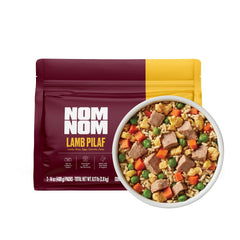 Nom Nom Pilaf d'agneau, sachet 400 g : repas prêt à servir pour énergie soutenue.