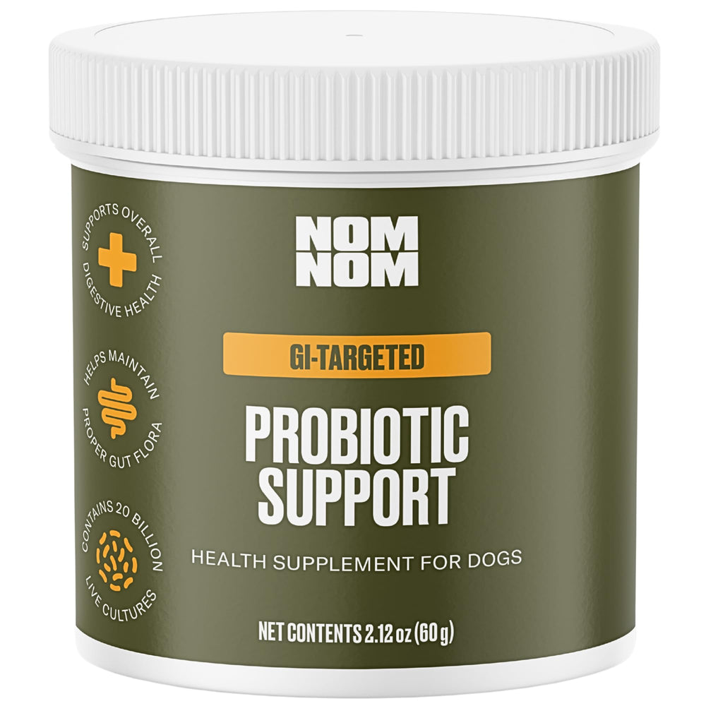 Nom Nom Probiotique Chien – Bouteille montrant le soutien digestif potentiel.