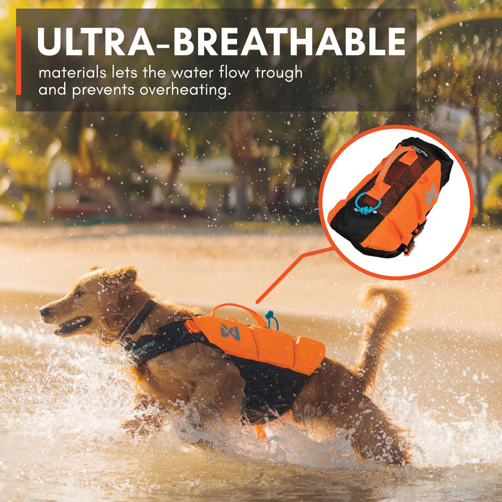 Protector HexiVent Non-stop dogwear, tissu respirant restant frais pendant la nage.