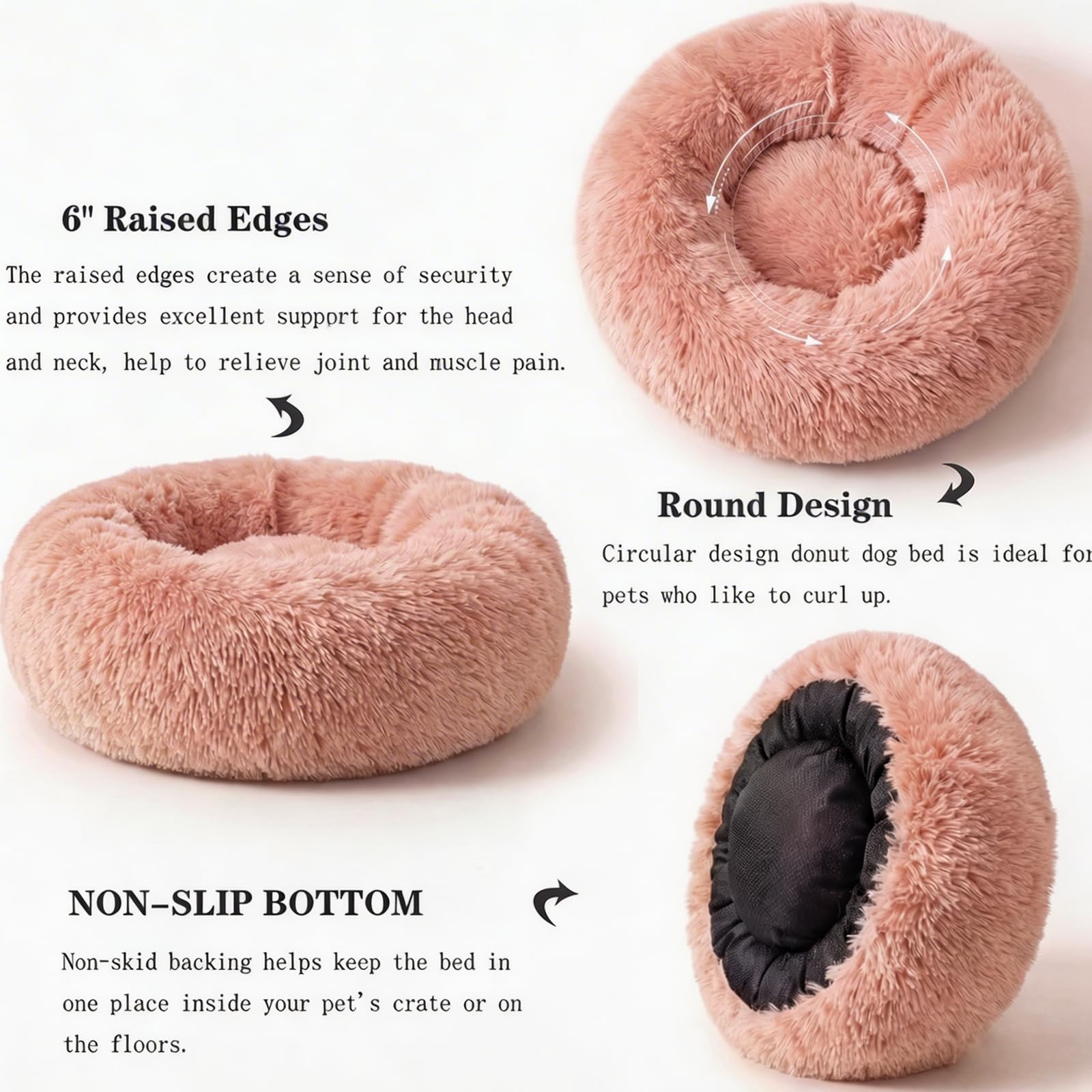 Nononfish bord surélevé en forme de beignet rose, soutien délicat pour la tête.