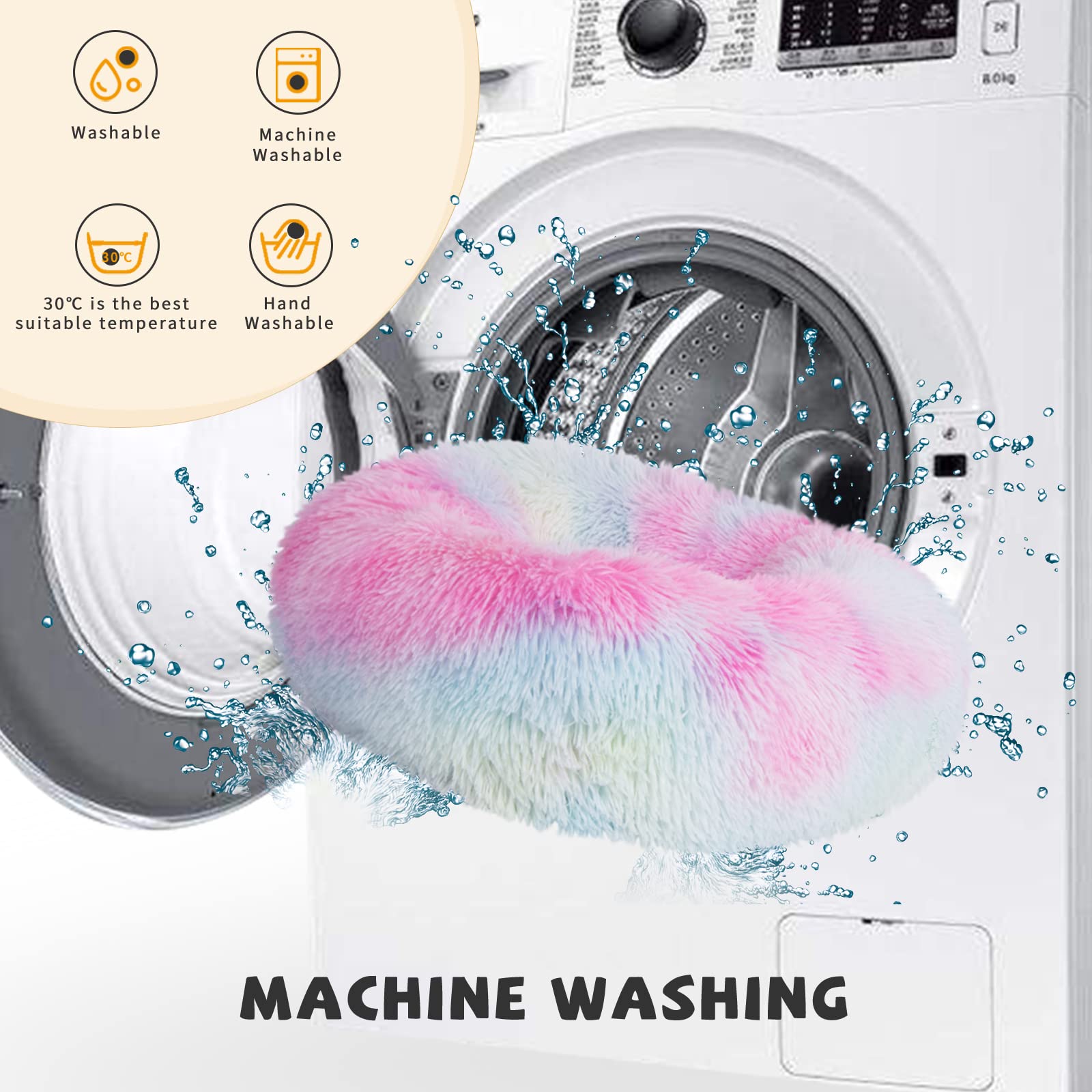 Housse lavable intégralement, lit donut Nononfish pratique.