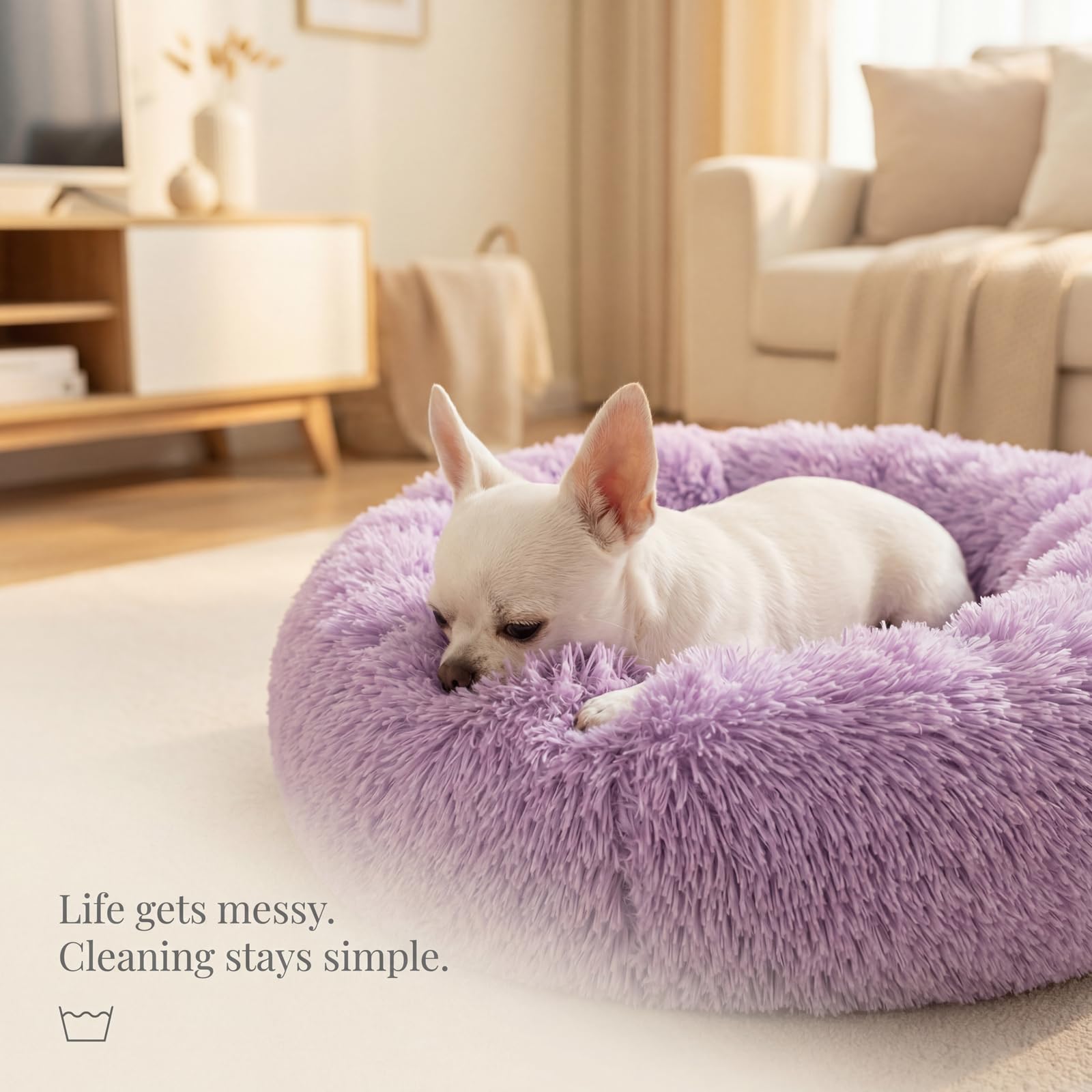 nononfish lit beignet apaisant – idéal pour chiots et chats, couchage confortable