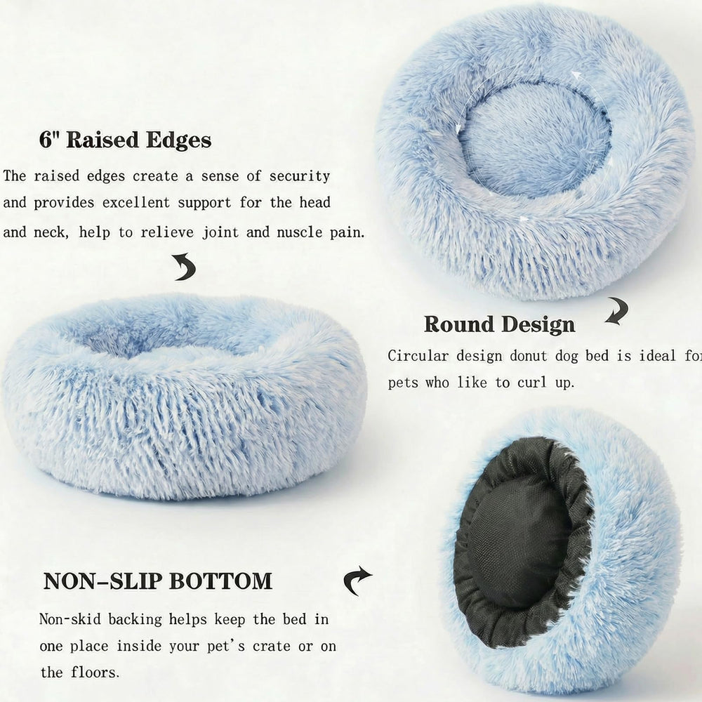 Texture douce et pelucheuse du lit beignet Nononfish pour le confort.
