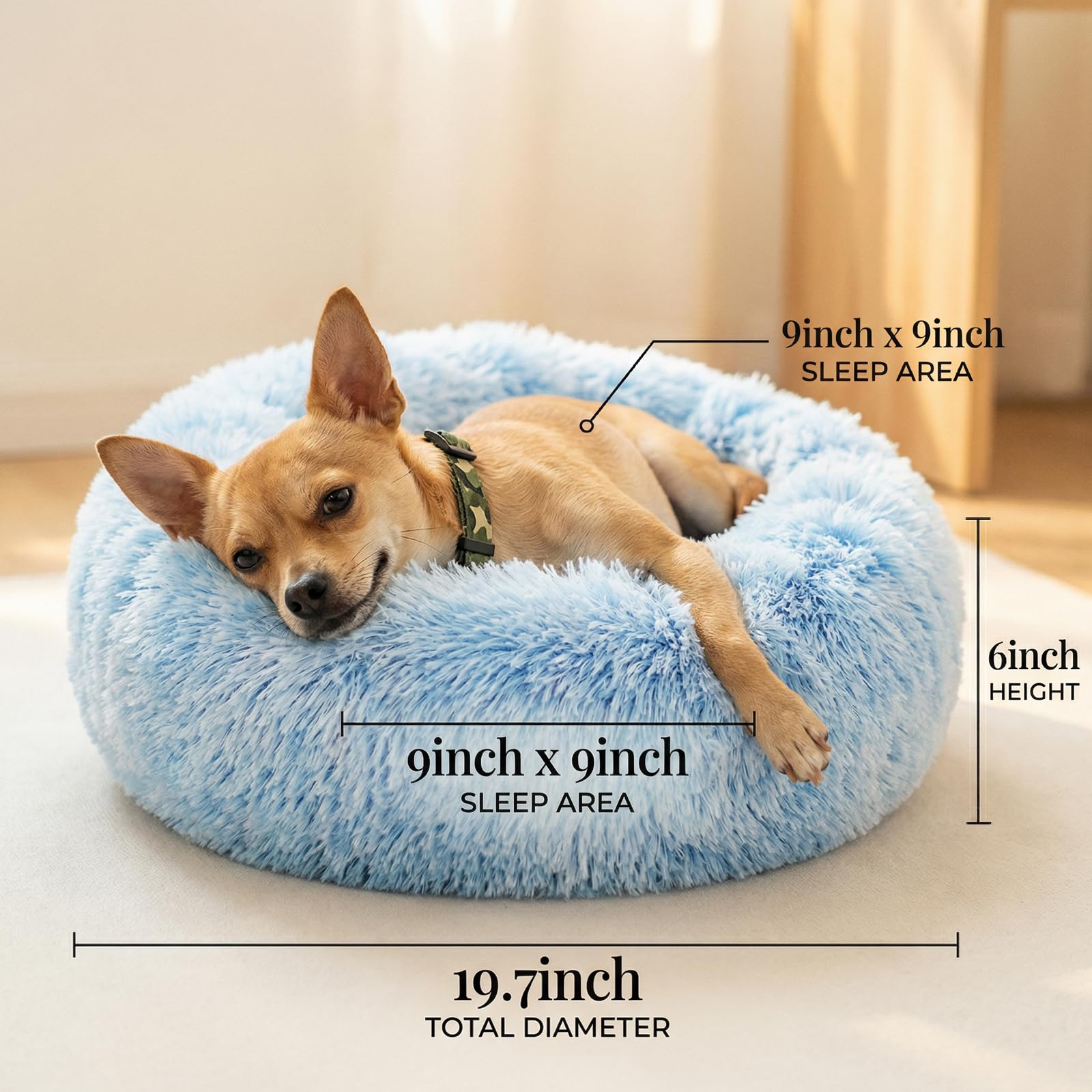 Lit en forme de beignet Nononfish, lavable, pratique pour petits chiens et chats.