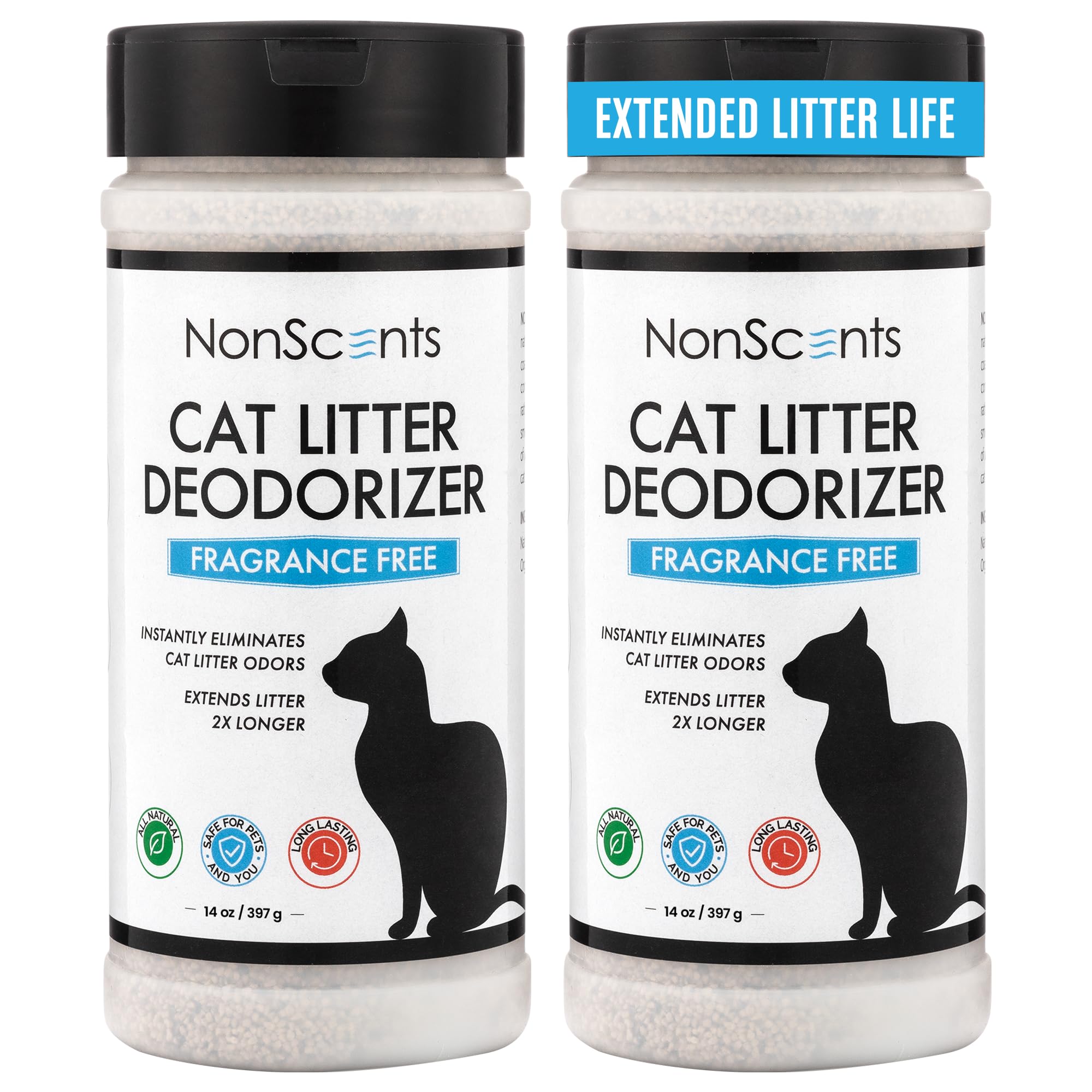 NonScents Cat Box Deodorizer emballage visible pour une installation simple et sans odeurs