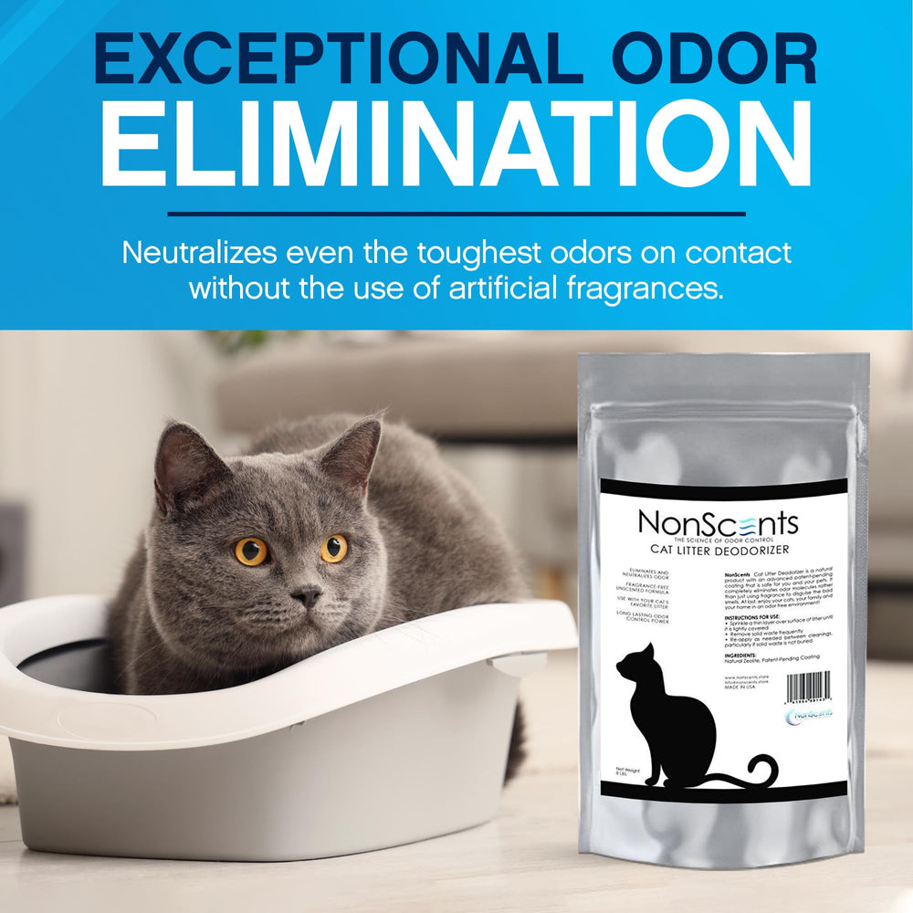 NonScents déodorant litière – application du produit pour zone propre et fraîche.