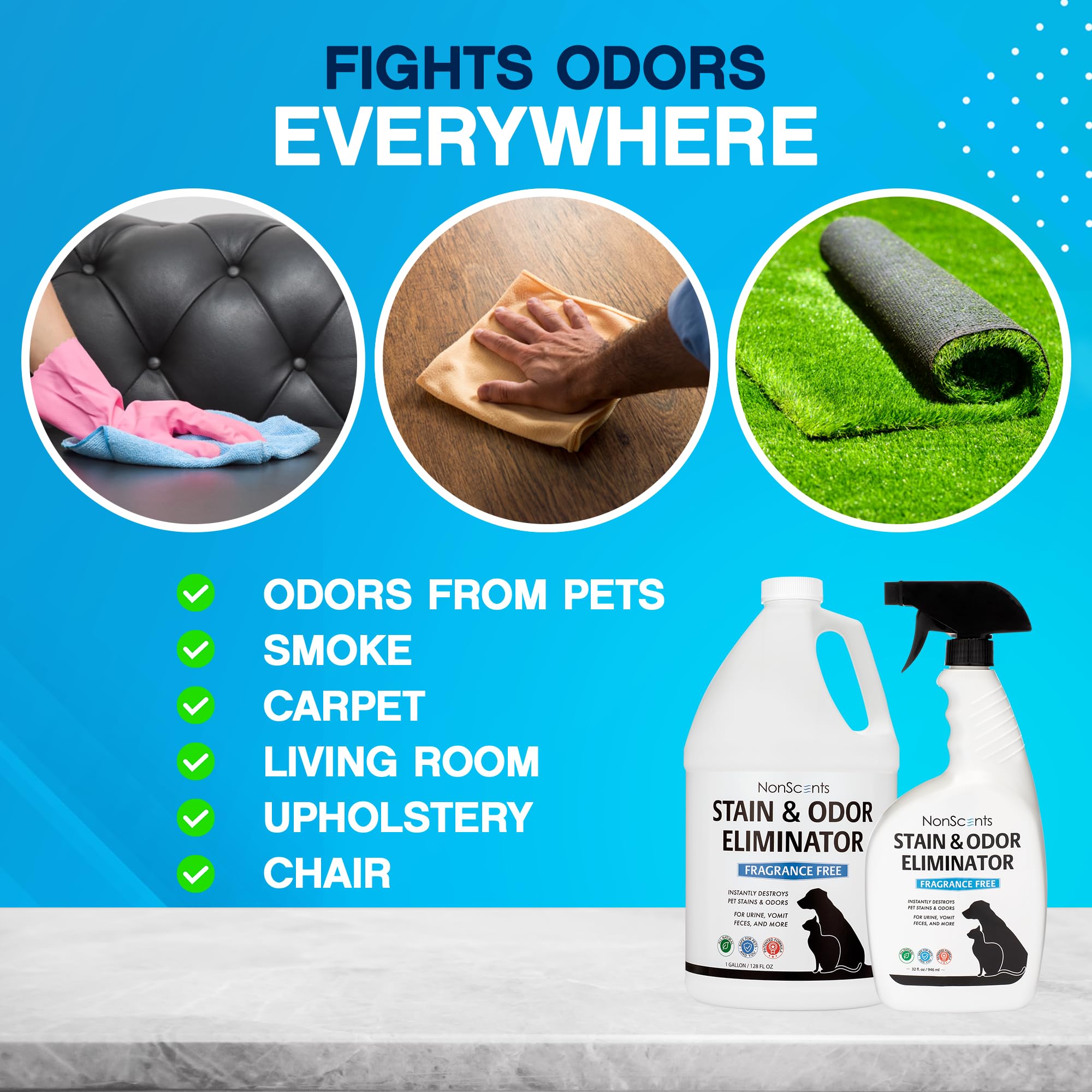 NonScents – enzymes urine : détruit les odeurs d’urine animale.