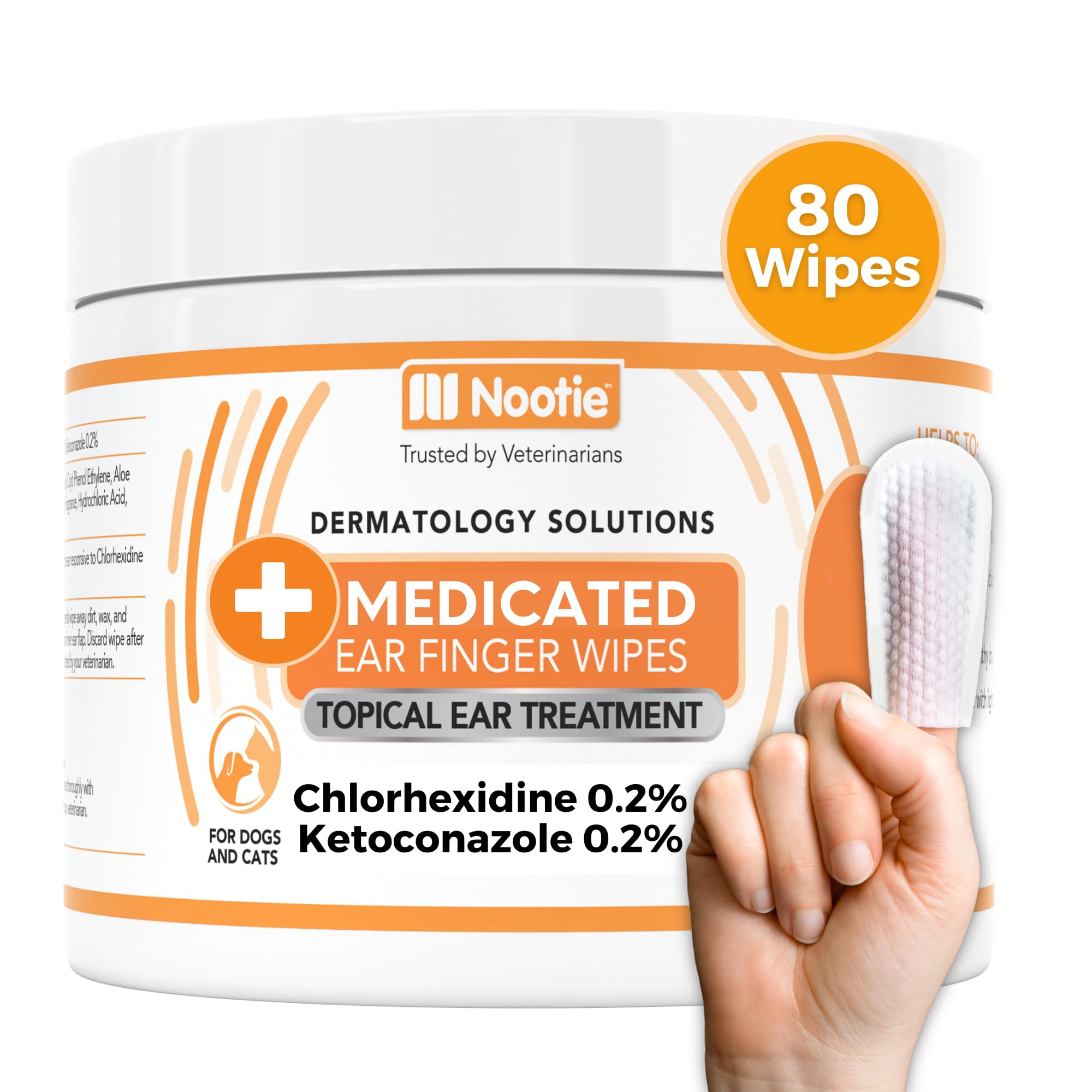 Lingettes Nootie pour oreilles, emballage pratique pour un nettoyage rapide.