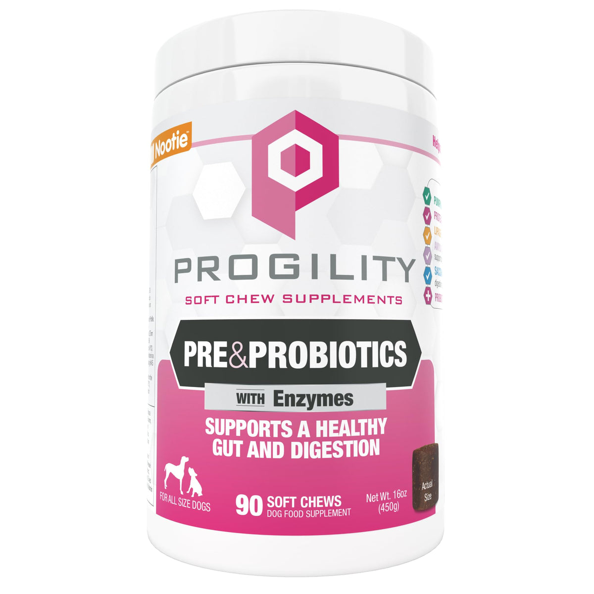Nootie Progility: bouteille de complément digestif pour chiens, soutien intestinal potentiel.