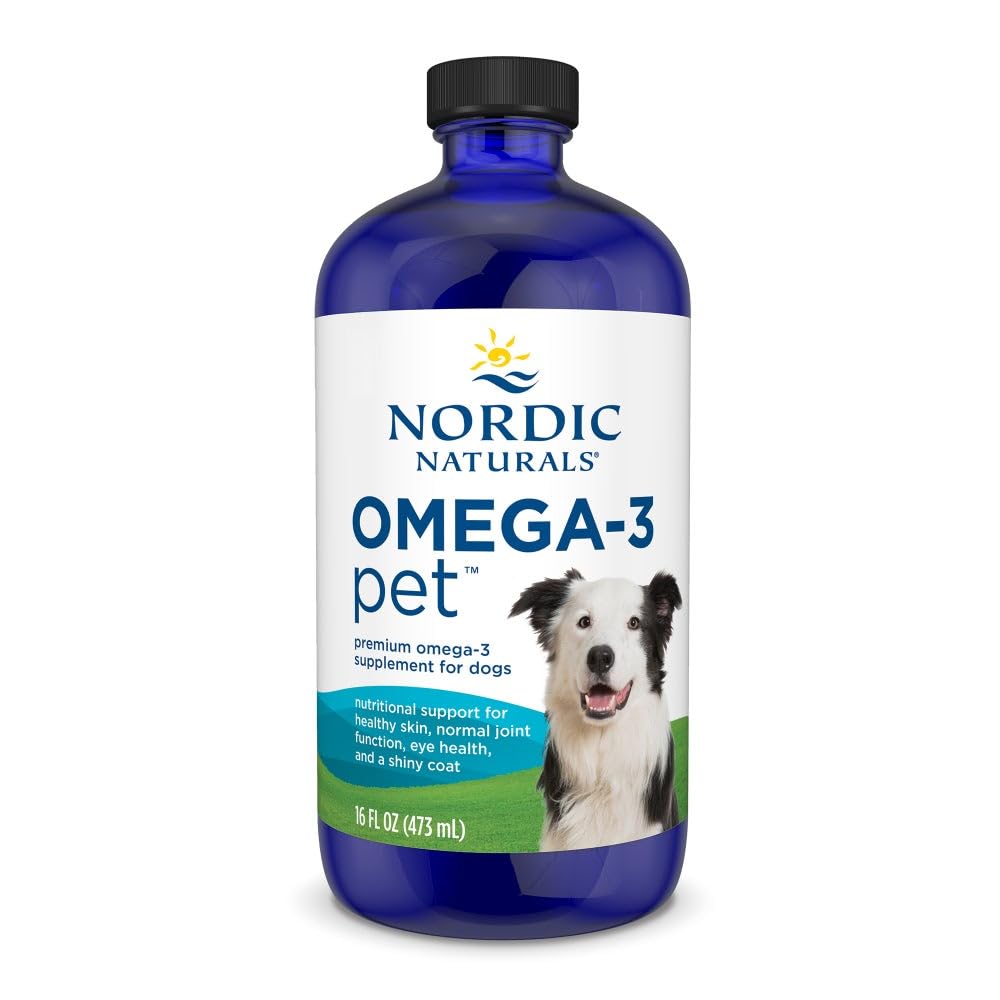 Nordic Naturals Omega-3 Pet – flacon pour chien, soutien potentiel du cœur et du pelage.