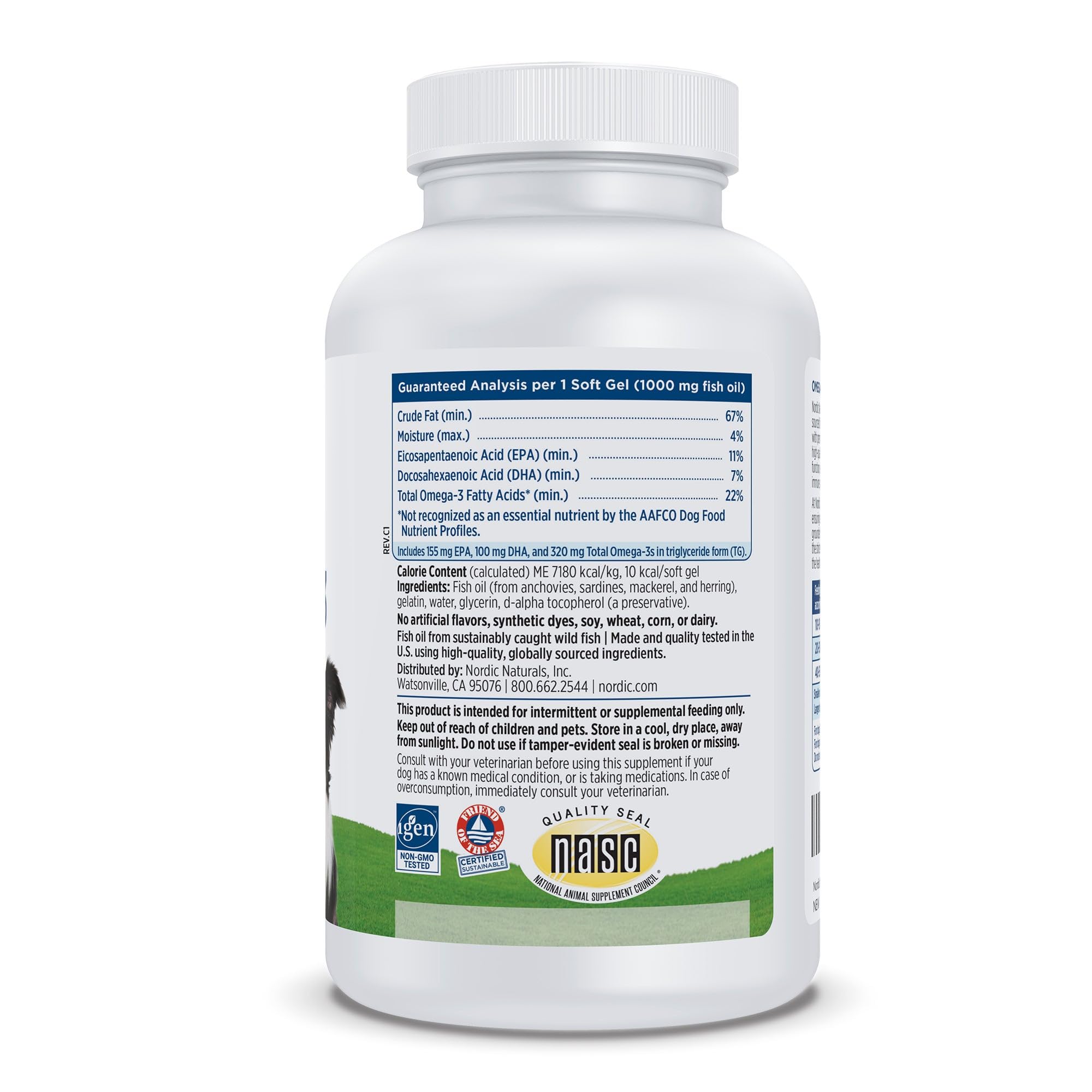 Nordic Naturals Omega-3 pour animaux – Gélules chiens – sans saveur et faciles à donner.
