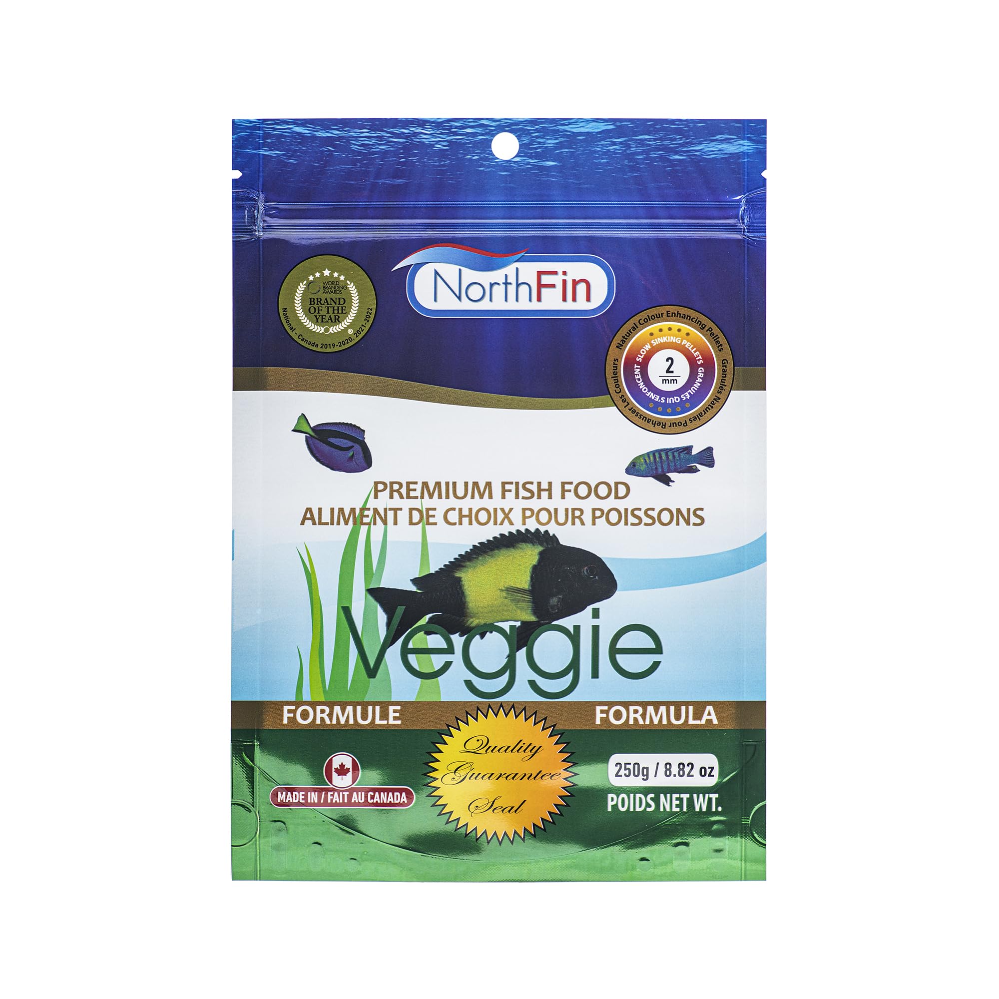 Northfin Veggie: alimentation végétale premium pour poissons herbivores, soutien digestif et énergie naturelle.