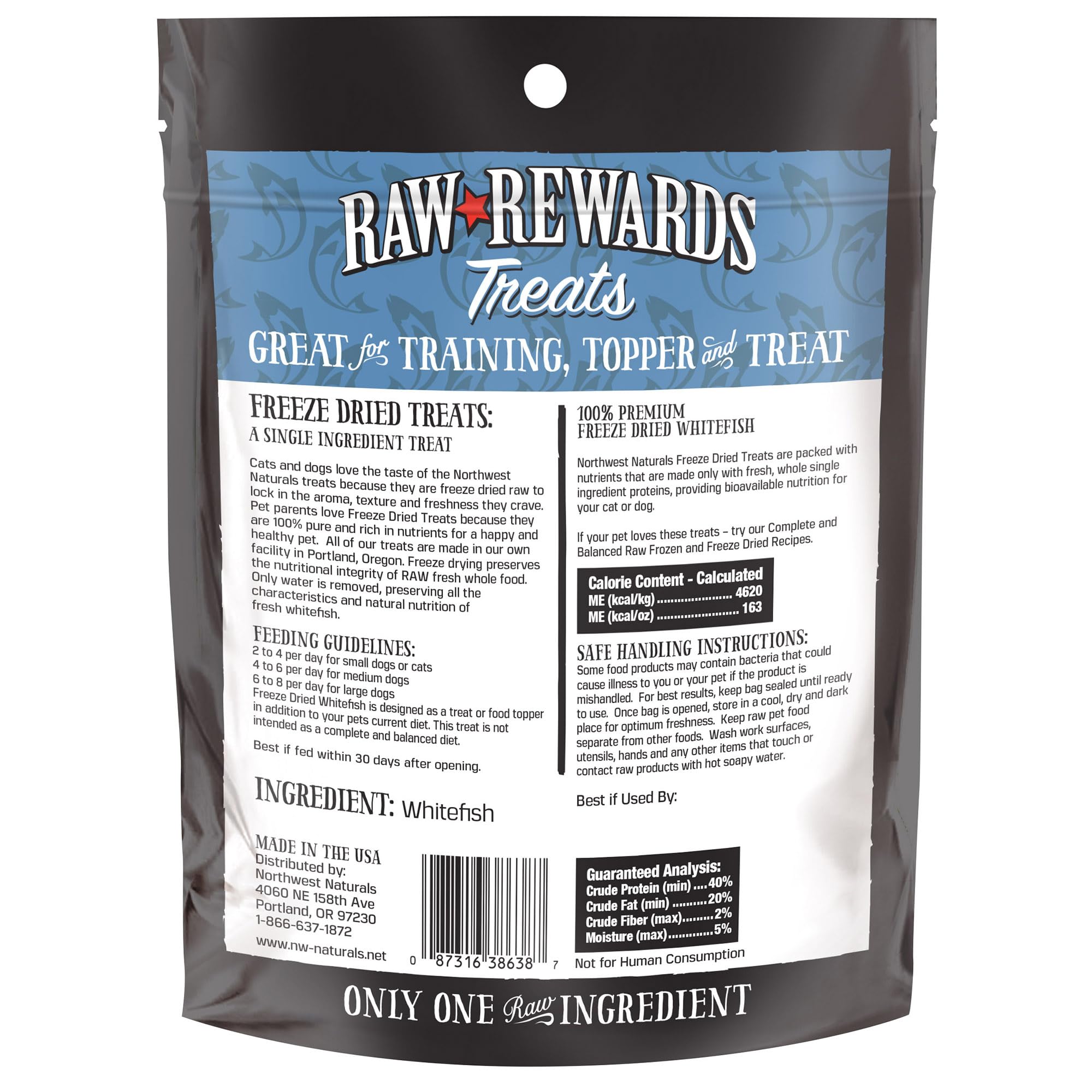 Saveur naturelle de poisson blanc, récompense saine par Northwest Naturals.