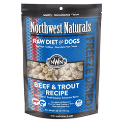Northwest Naturals bouchées lyophilisées bœuf et truite, protéines élevées pour énergie quotidienne