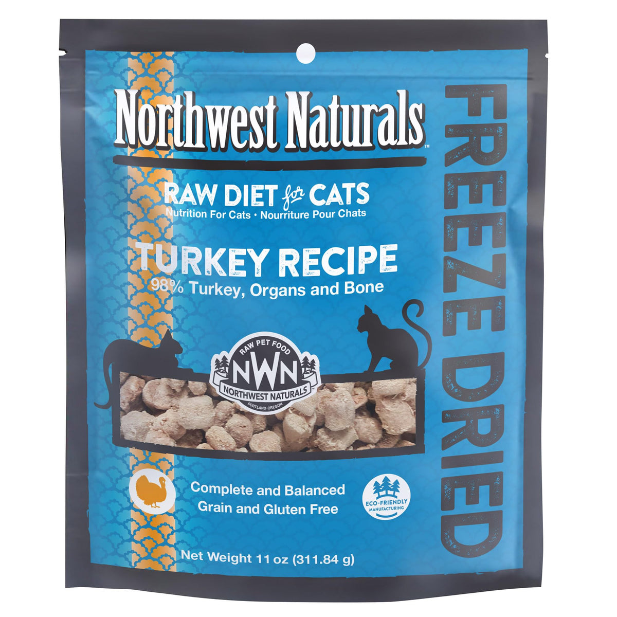 Northwest Naturals – bouchées petites de dinde lyophilisée, faciles à mâcher pour chat.
