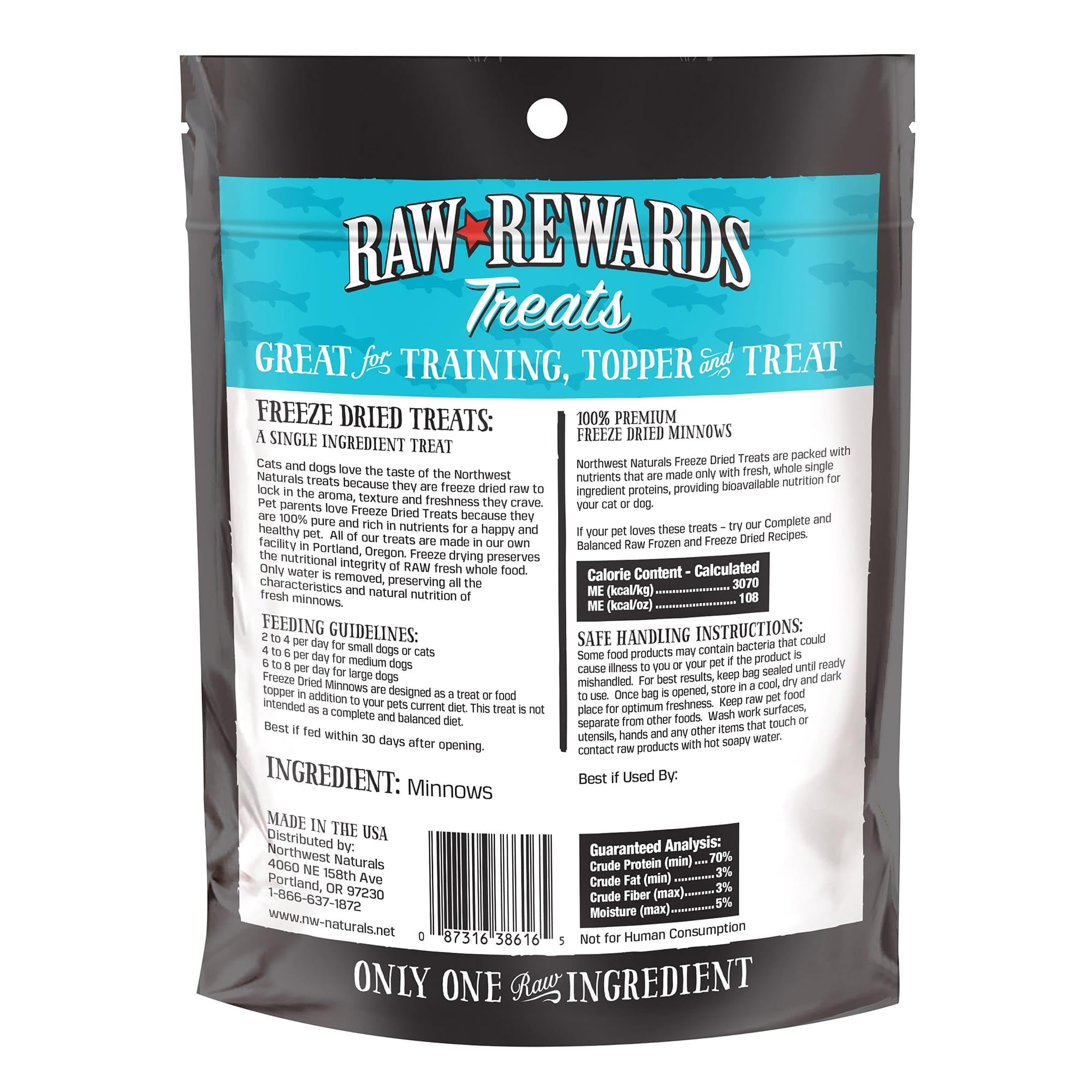 Récompense quotidienne possible avec Northwest Naturals poissons mini lyophilisés.