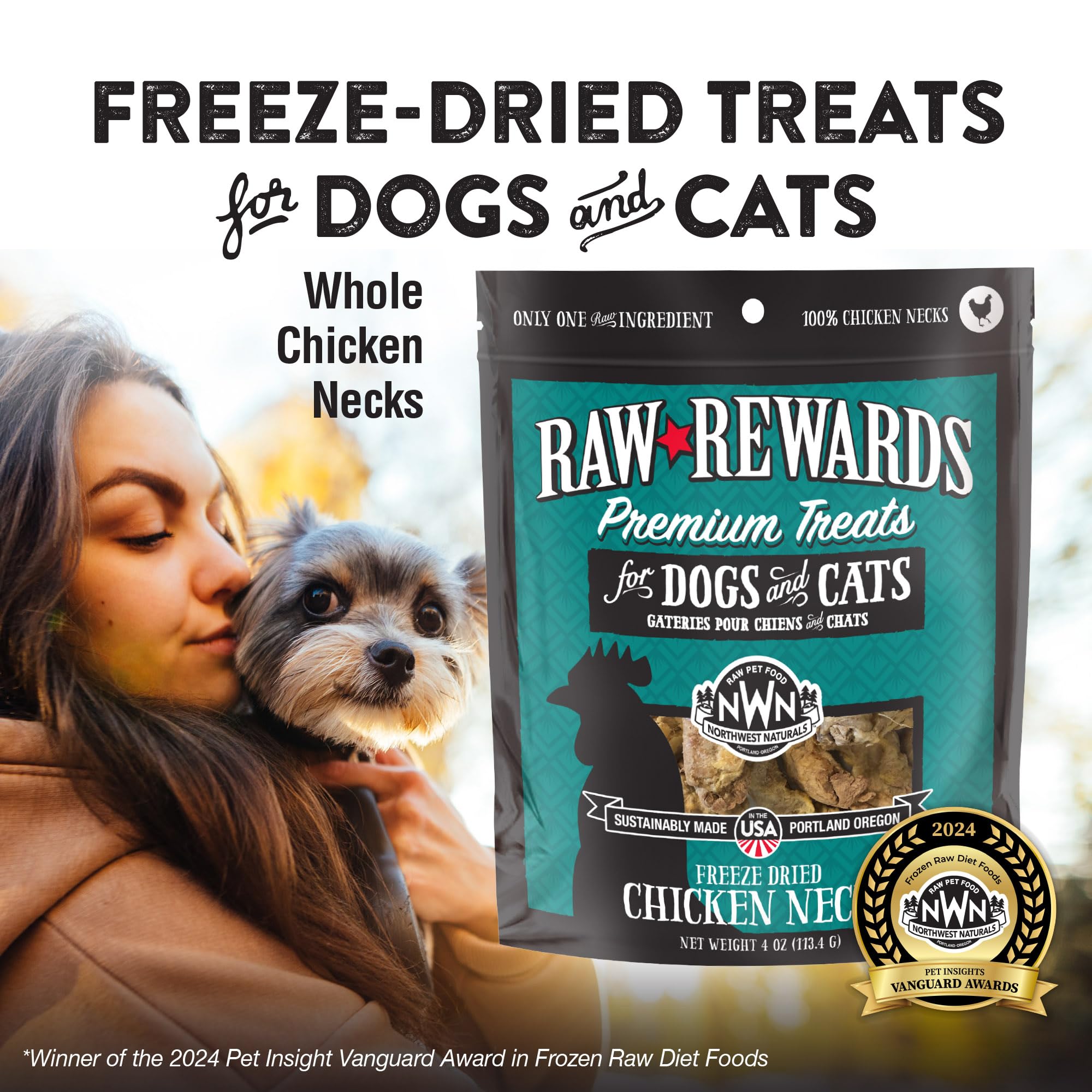 Northwest Naturals petits morceaux lyophilisés faciles a mâcher pour chiens et chats.