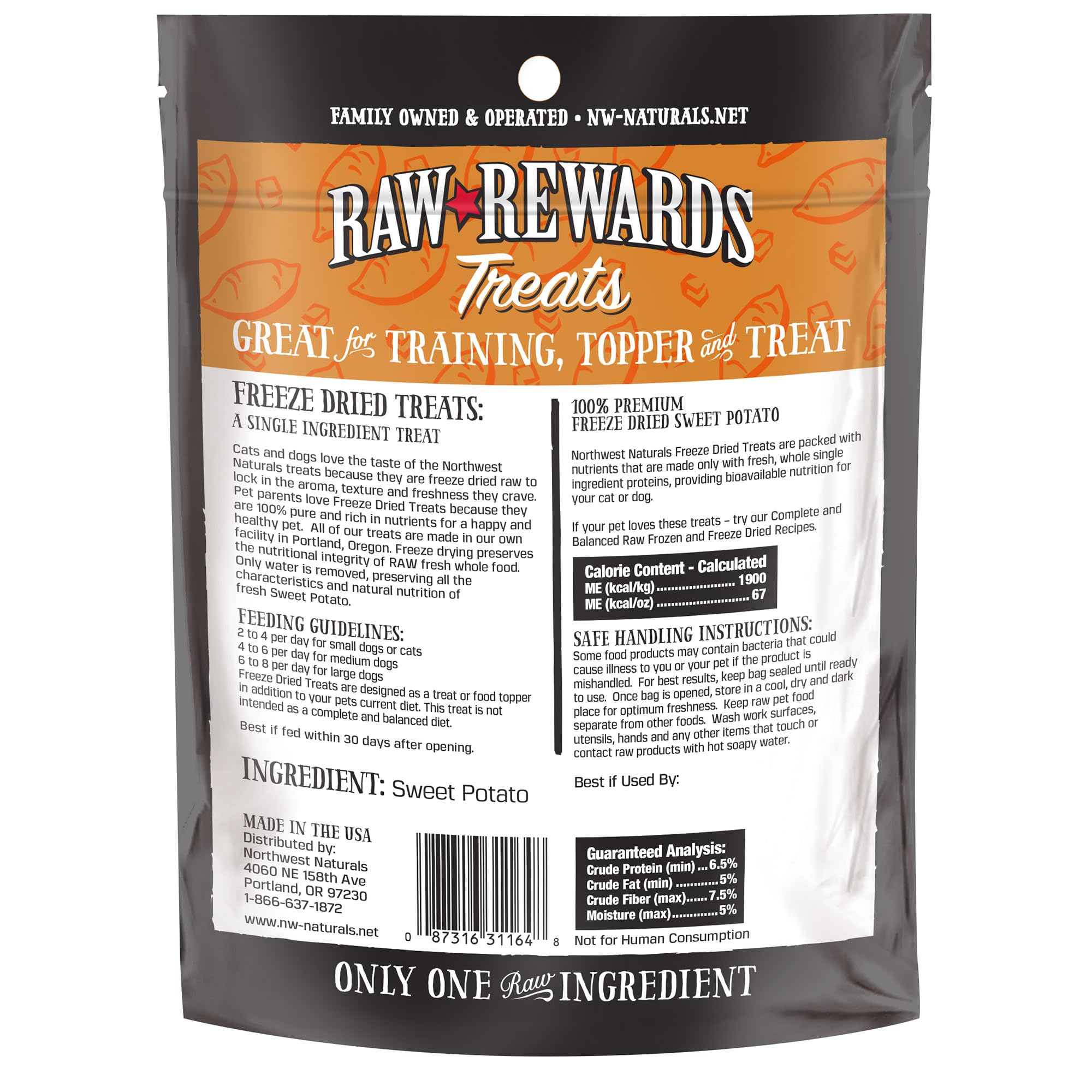 Northwest Naturals Raw Rewards 2-oz paquet léger, facile à emporter en voyage.
