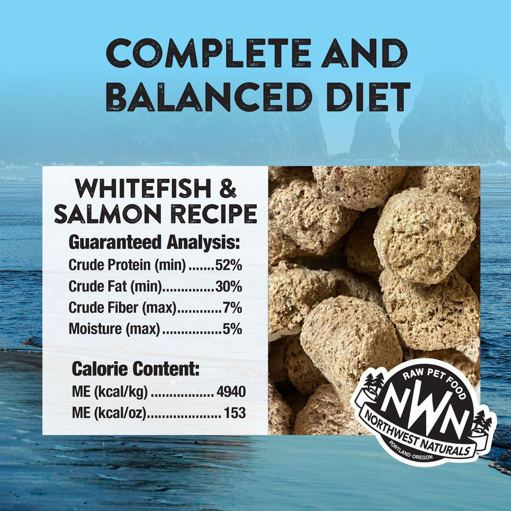 Northwest Naturals sans cereales nourriture chien lyophilise, alimentation adaptée pour chiens sensibles.