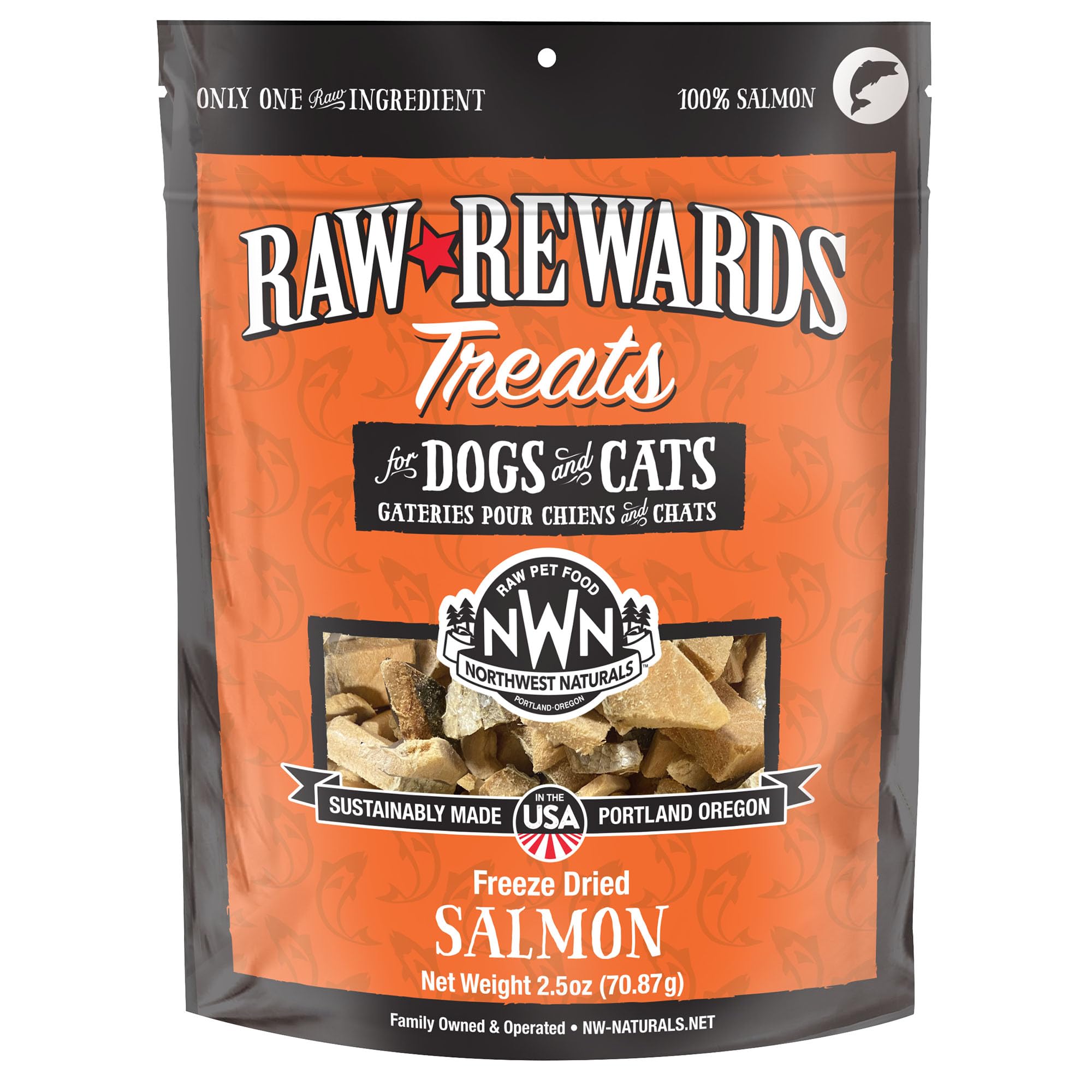 Northwest Naturals bouchées saumon en emballage pratique pour chiens et chats.