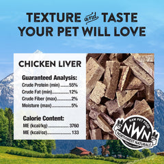 Texture lyophilisée croustillante de foie de poulet par Northwest Naturals.