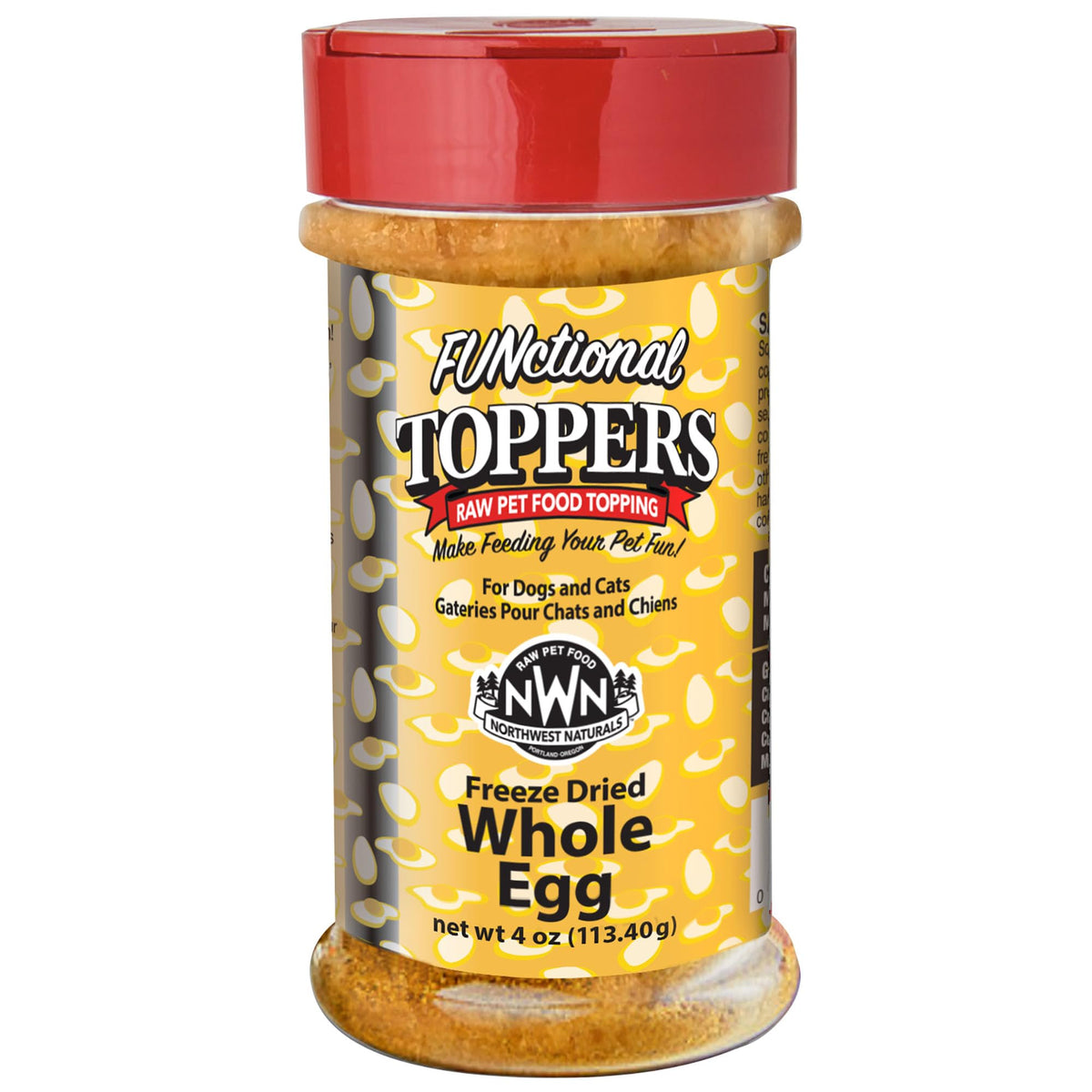 Northwest Naturals Topper œuf de poulet lyophilisé emballage, pratique pour nourrir à domicile.