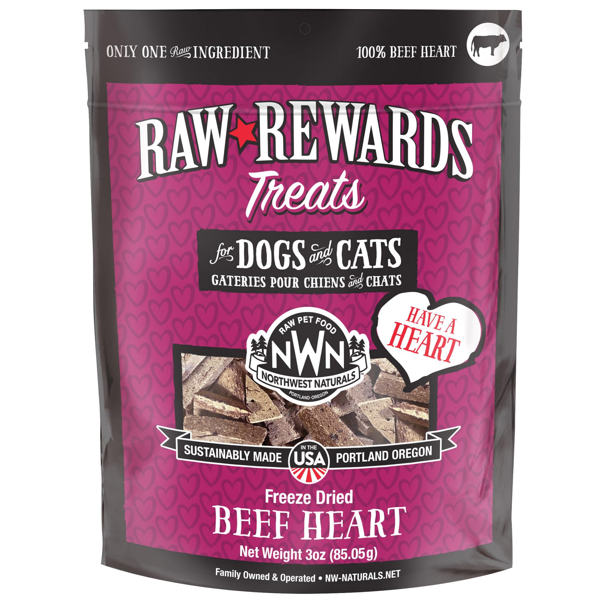 Northwest Naturals morceaux de cœur de bœuf en petit format friandise pratique