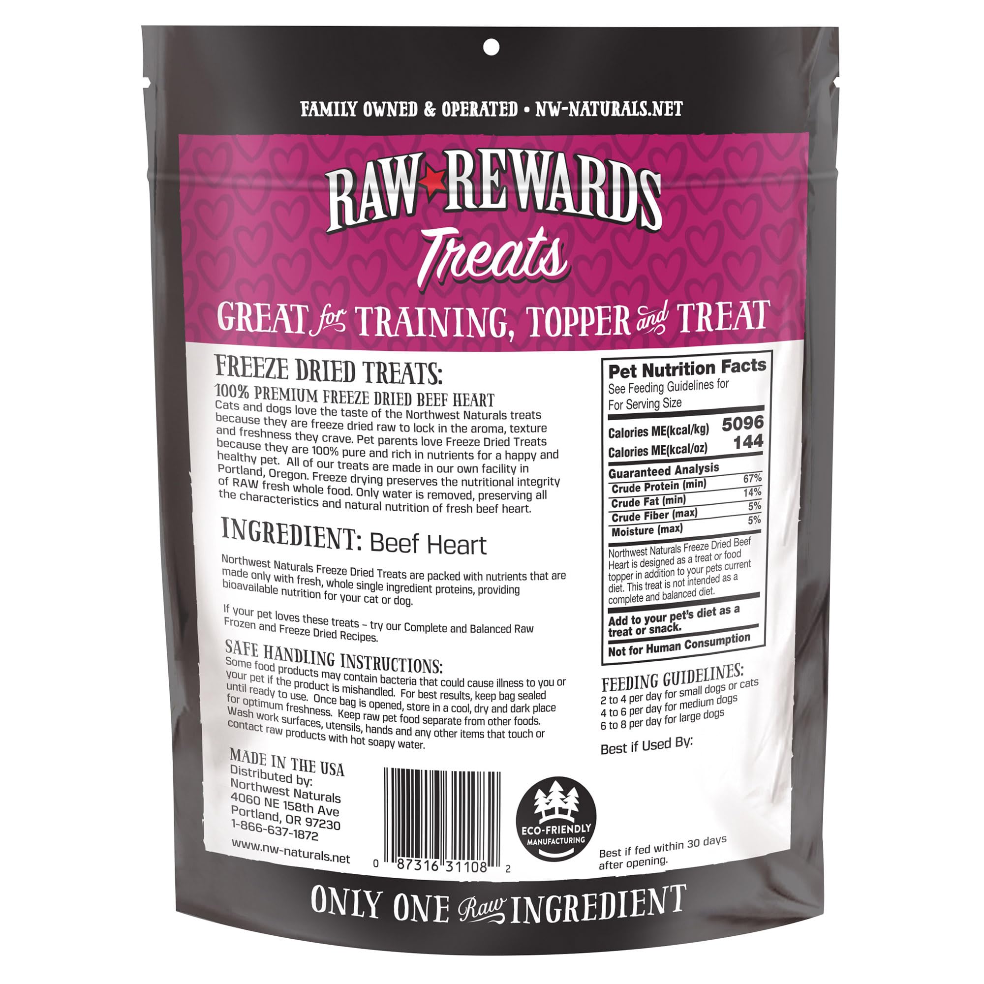 Northwest Naturals un seul ingrédient cœur de bœuf