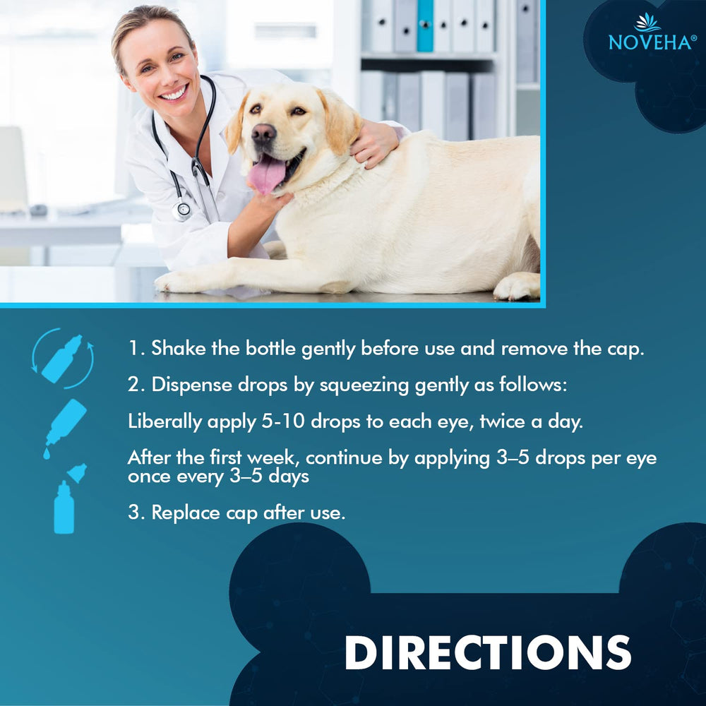Confort oculaire des animaux avec NOVEHA Pet Drops