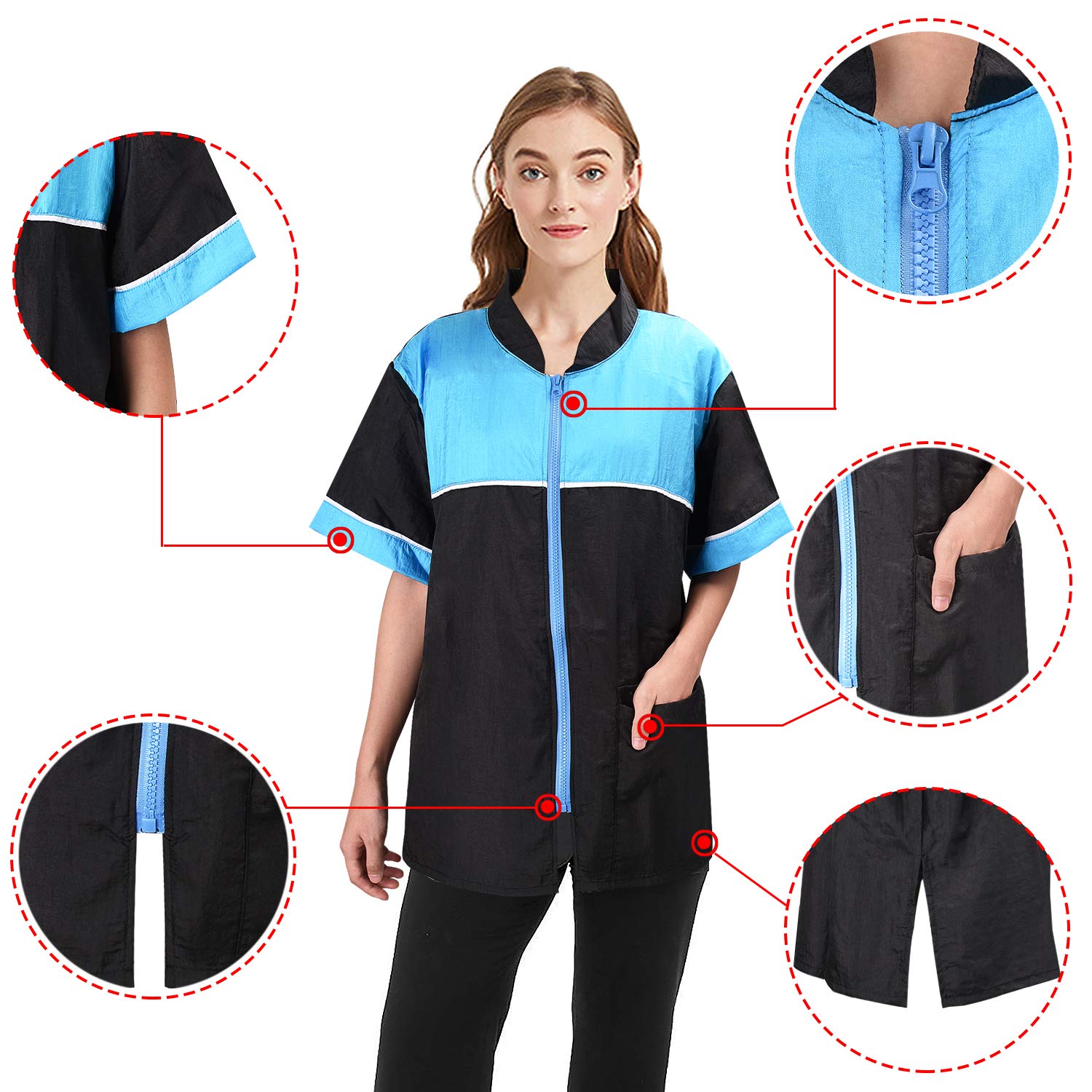 Tissu anti-poils et imperméable Noverlife protège votre tenue et facilite le travail.