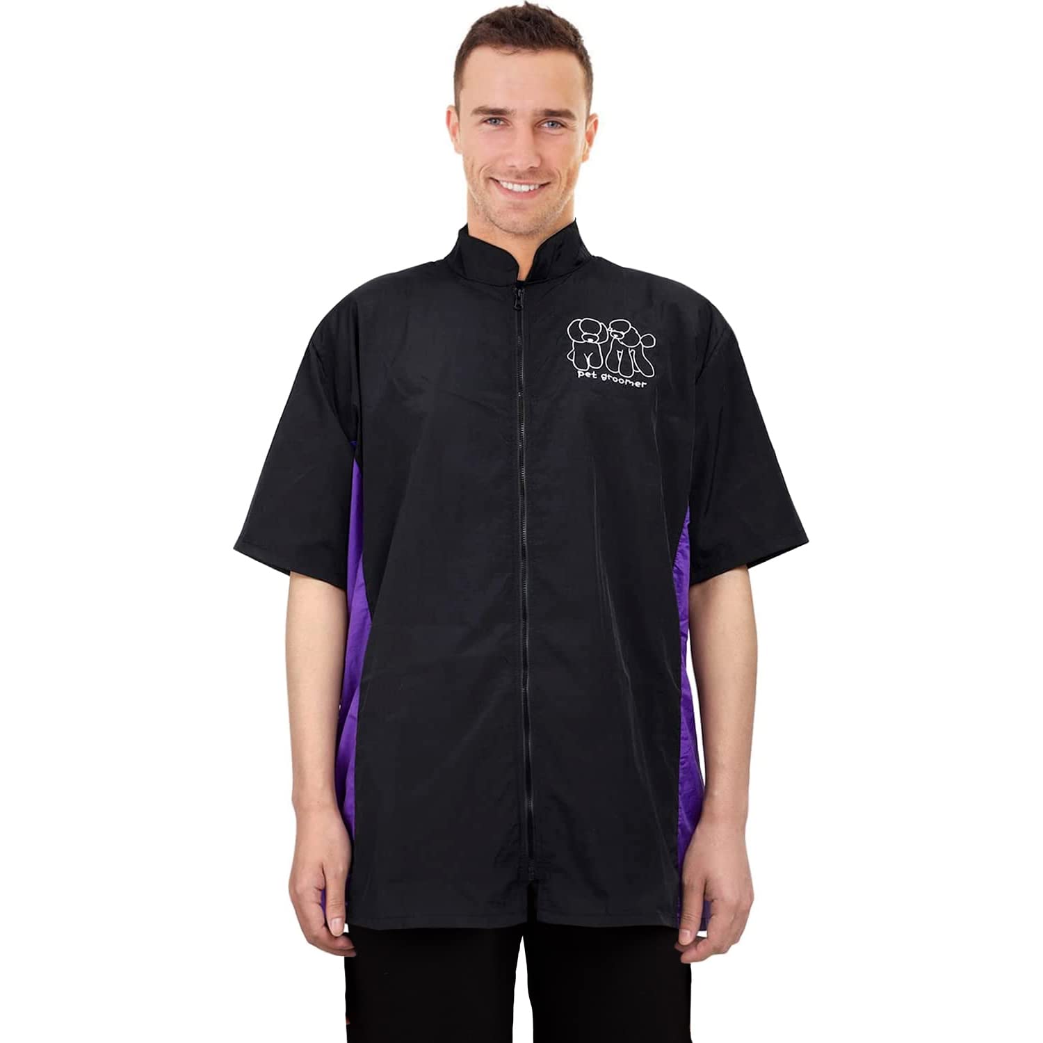 Noverlife veste soin animaux, col plat et fermeture frontale faciles à porter.