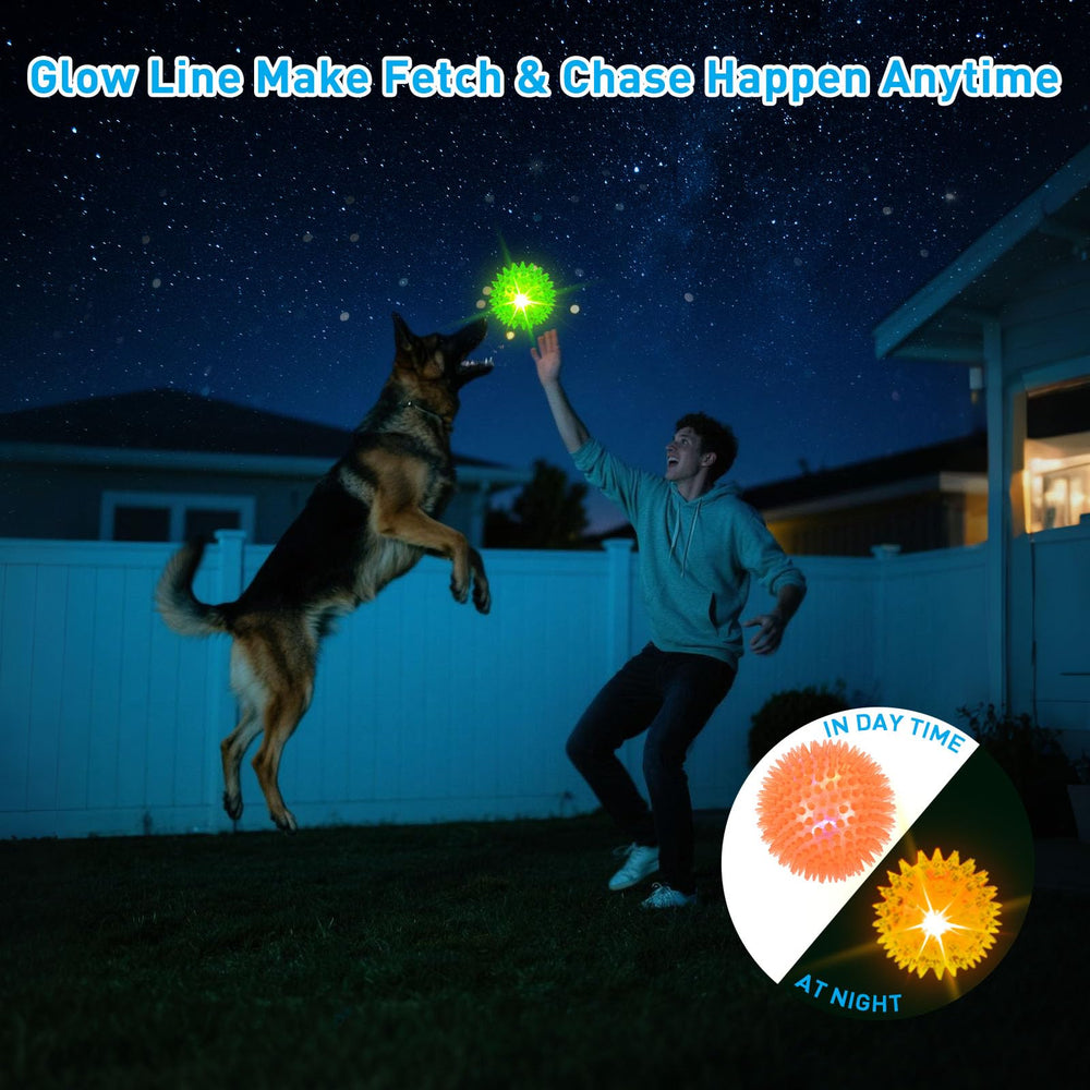 Novkin balle lumineuse interactive jaune, robuste et prête pour les morsures intenses.