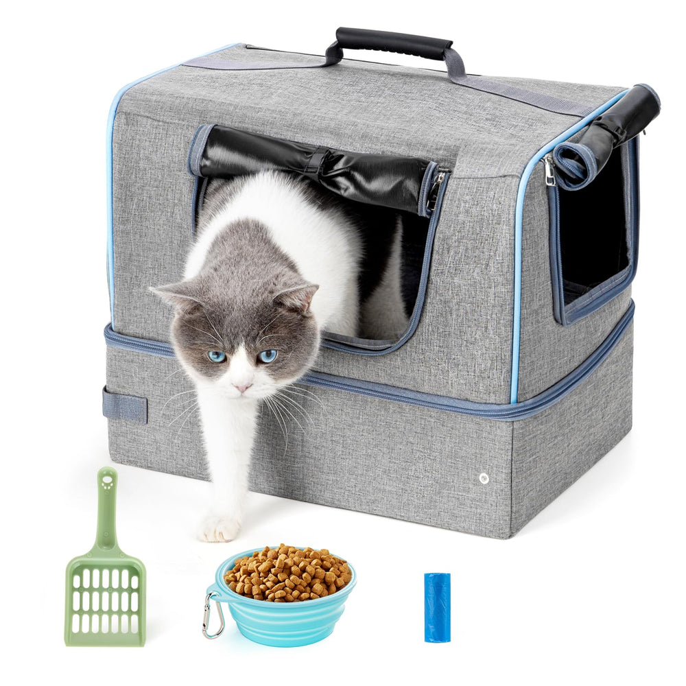 Novolab boite-litière chat voyage avec couvercle: pratique et légère pour les trajets.