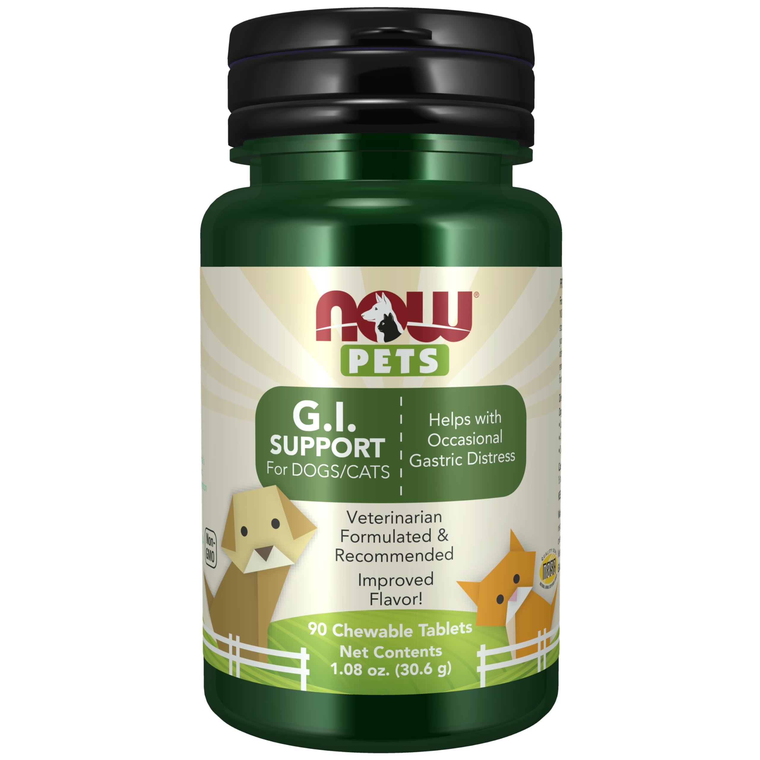 NOW Pets G.I. Support, tablettes masticables, soutien l'équilibre intestinal des chiens et chats.
