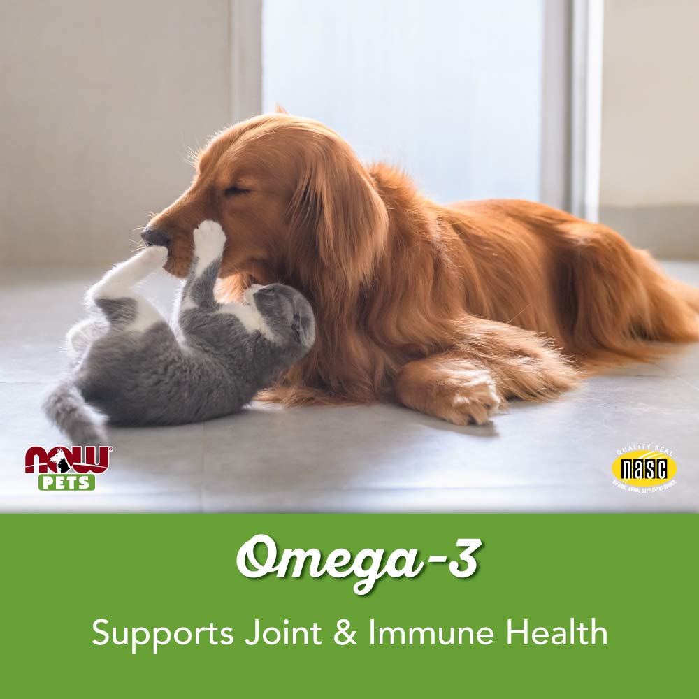 NOW Pets Omega-3, qualité assurée et tests rigoureux pour la sécurité animale.