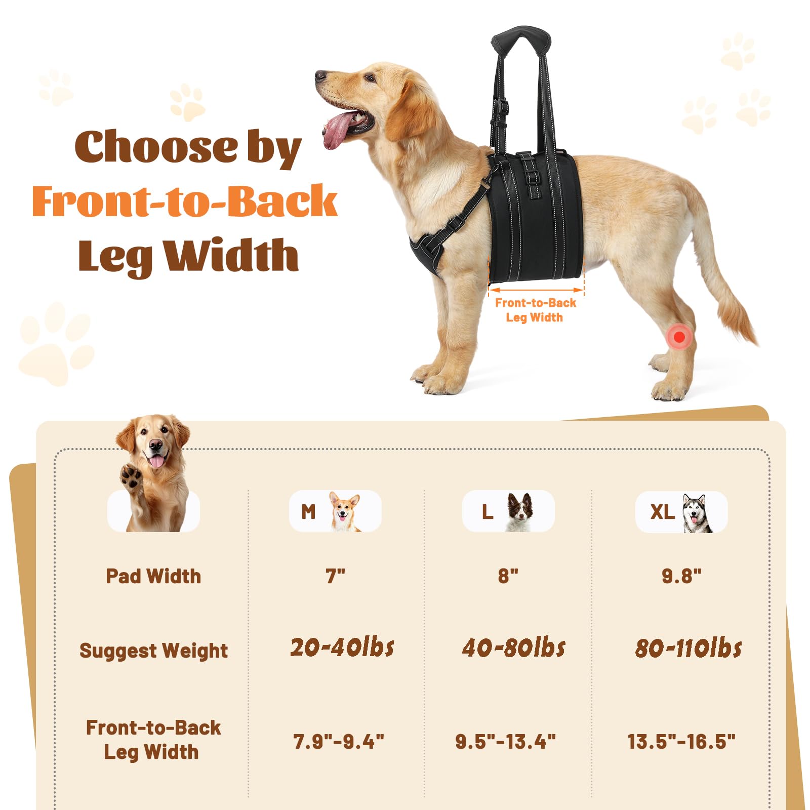 NOYAL harnais-lift chien, poignée ergonomique pour levage et transport.