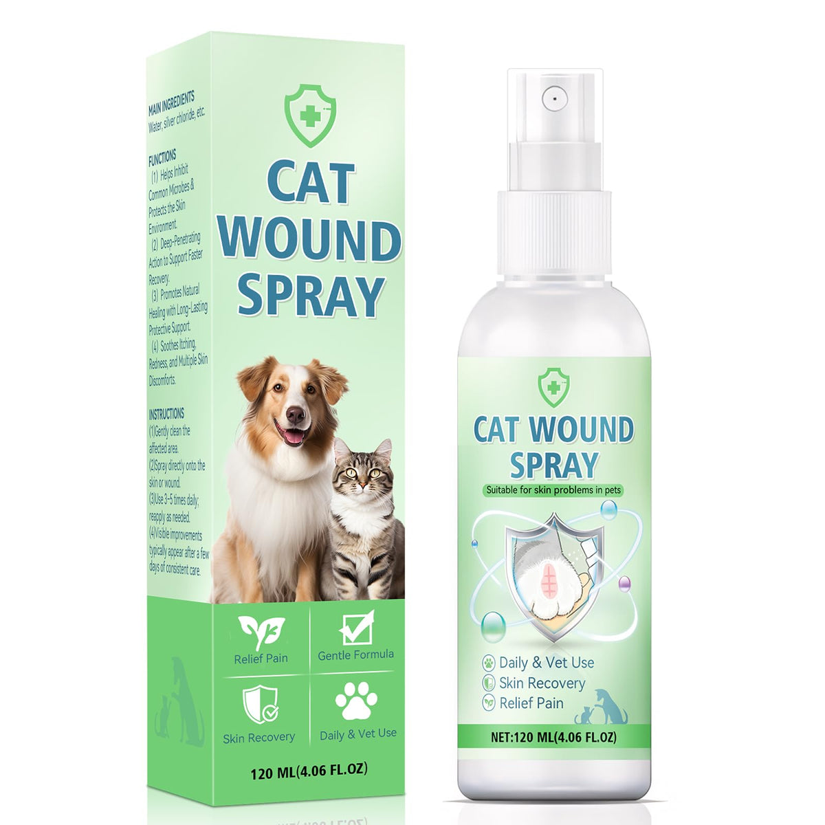 Nozerix spray soin plaies chat – bouteille 120 ml, soin doux pour irritations mineures.