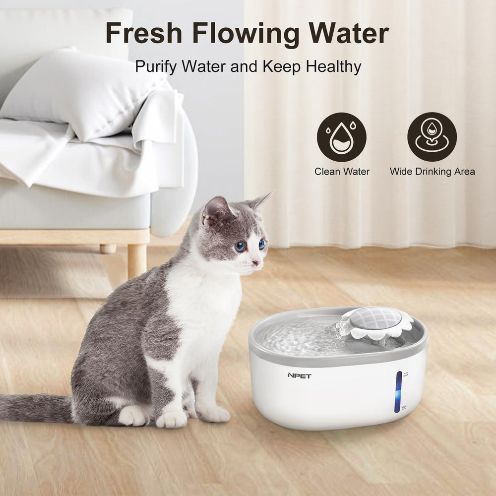 NPET fontaine-eau-chat-design-tournesol attire les chats vers l'eau