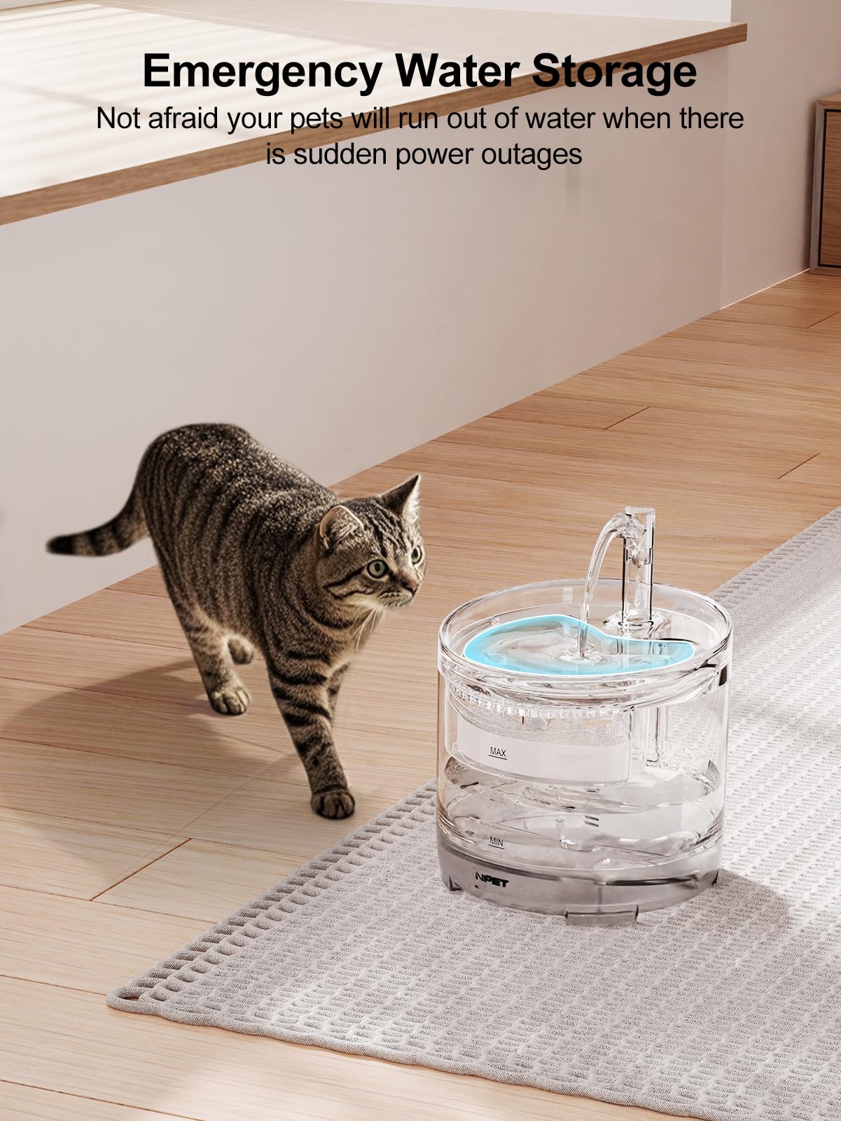 Filtration en 3 étages de NPET WF050, eau plus fraîche pour vos animaux