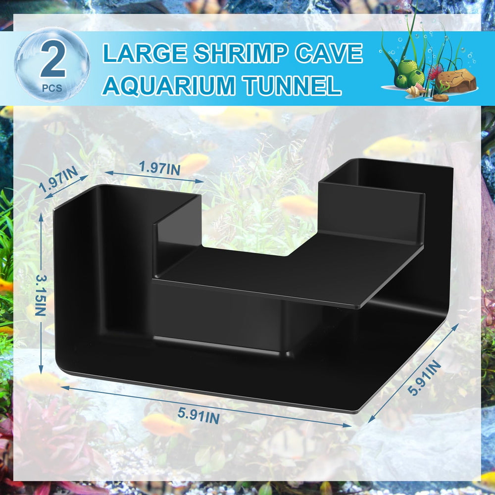 Nuanchu tunnel noir en plastique, contraste attractif avec plantes et poissons colorés.