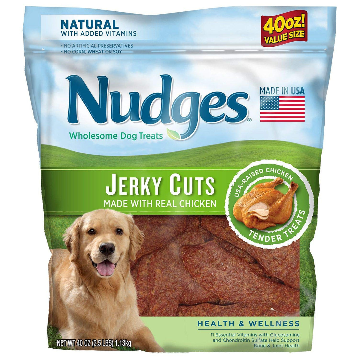 Nudges friandise au poulet séché pour chien, idéale pour récompenser et renforcer le lien.