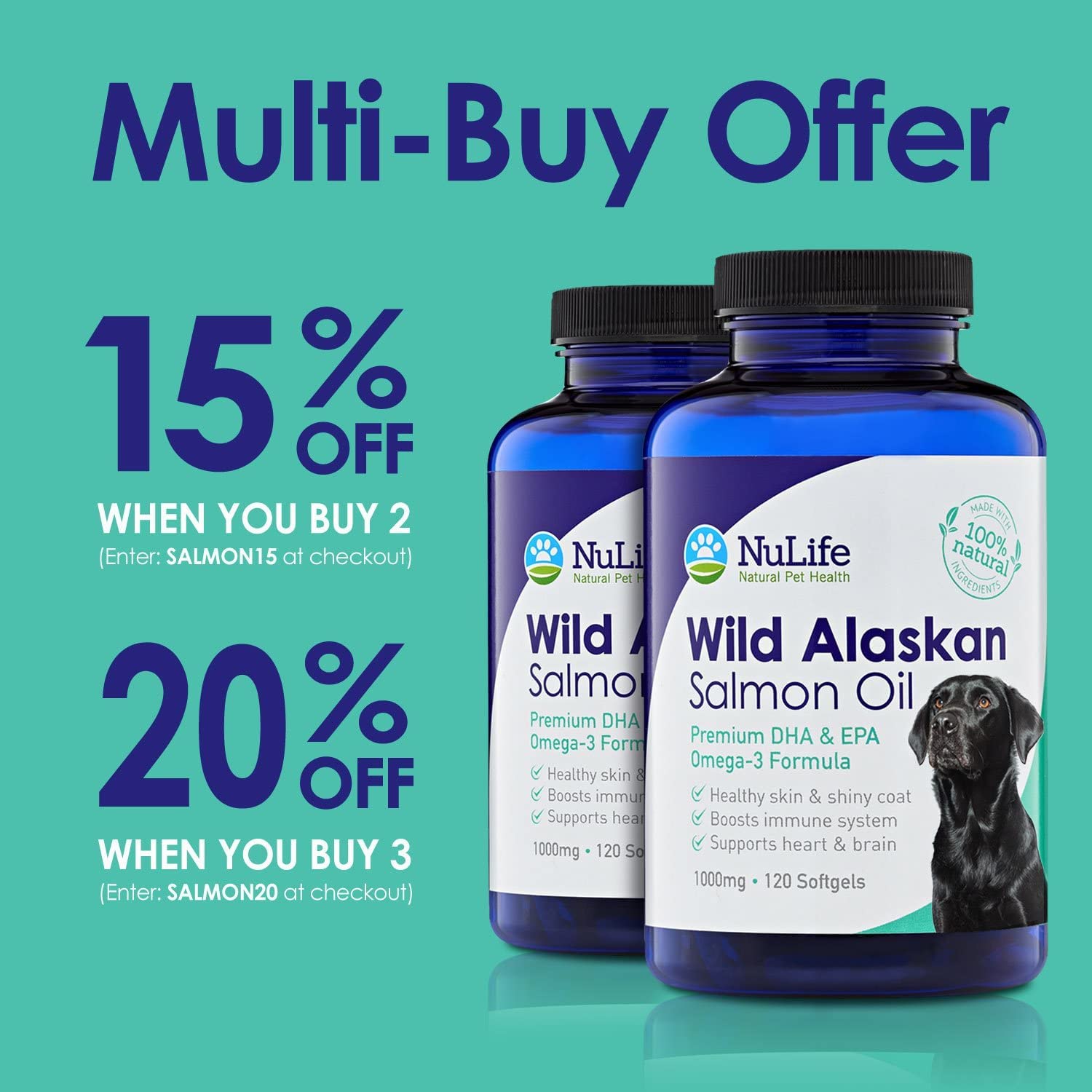 NuLife huile saumon Alaska: oméga-3 DHA et EPA pour le soutien nutritionnel.